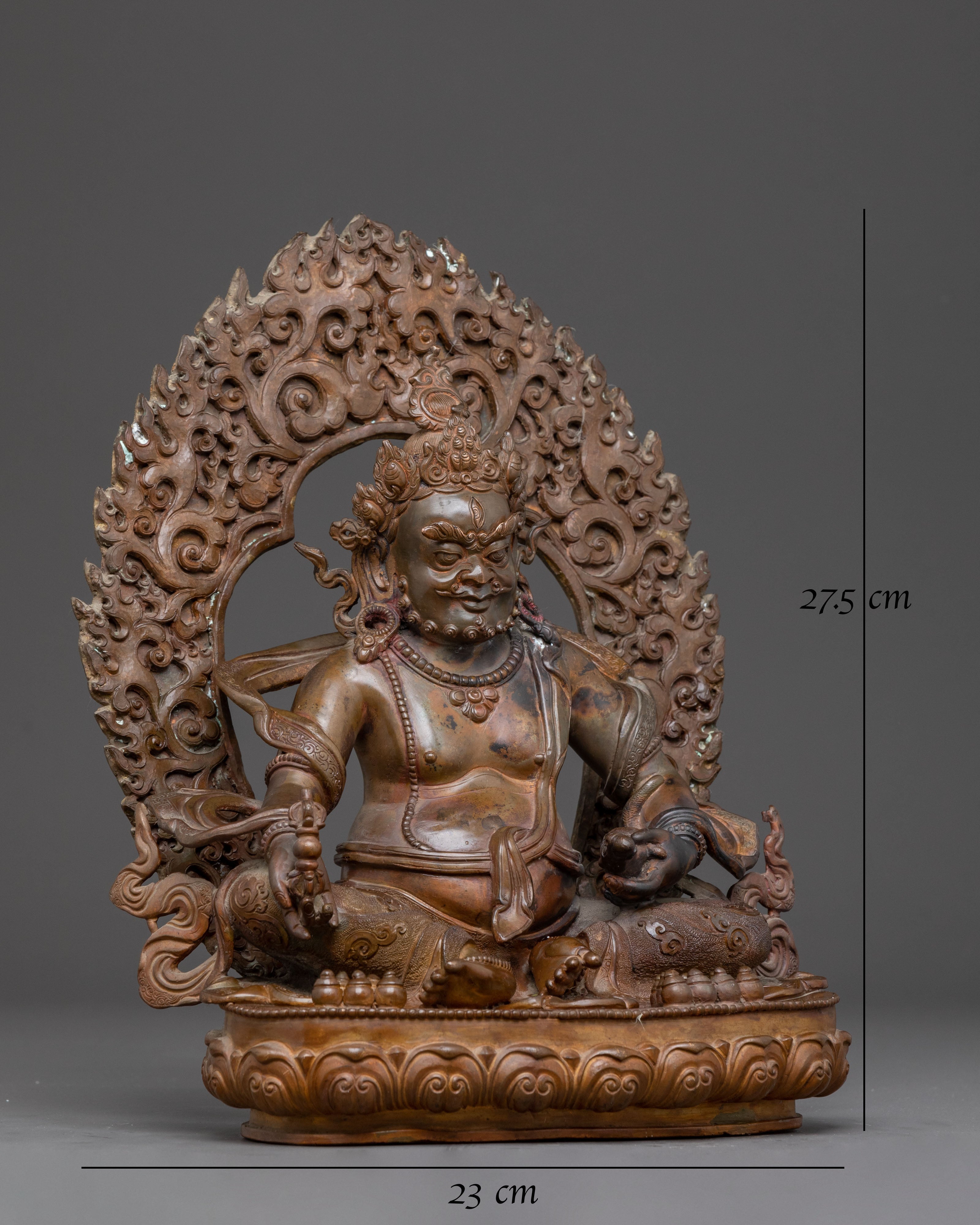 Dzambhala Statue of Wealth and Abundance – Antique Oxidized Copper