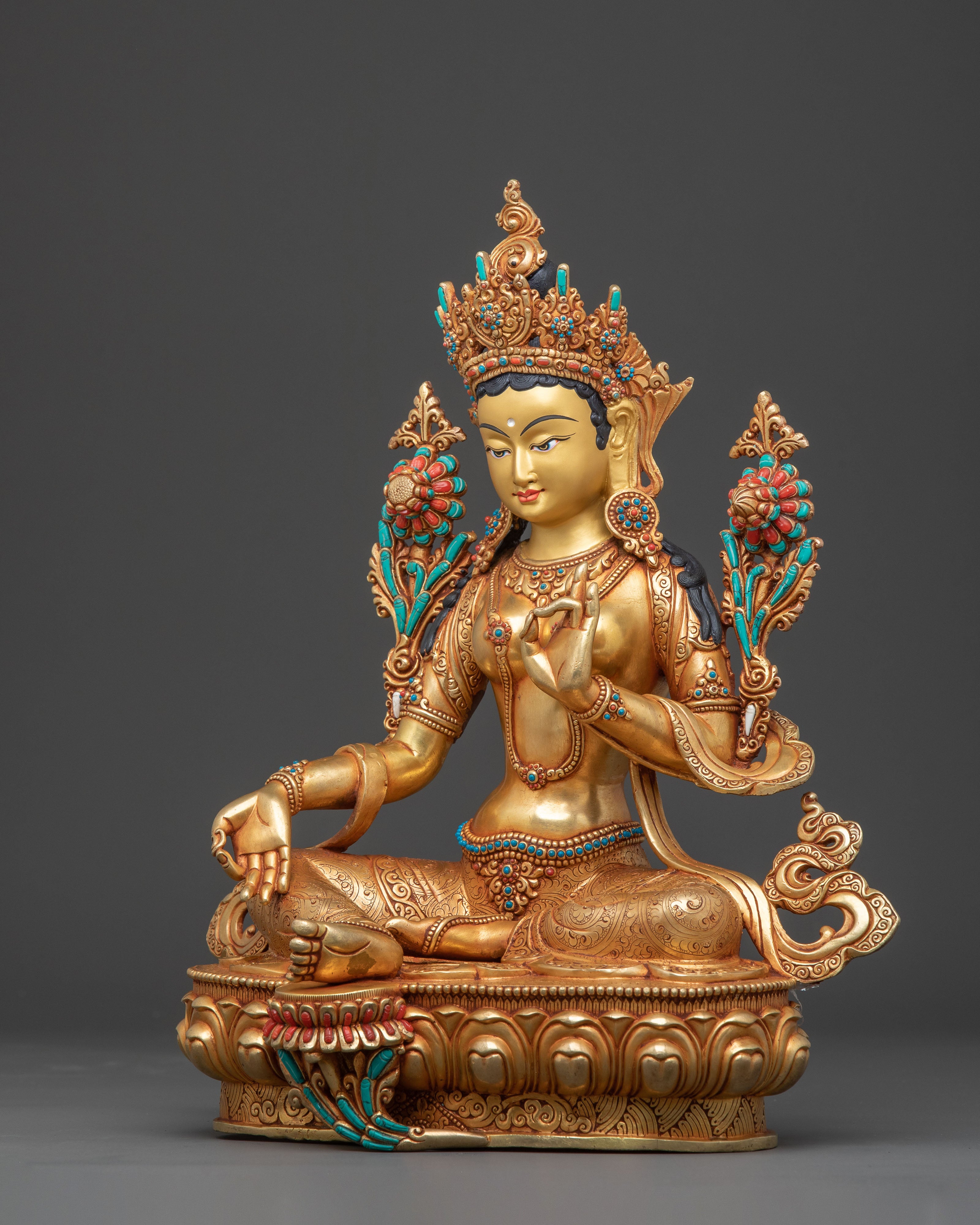 Green Tara Protector Statue | acred Sculpture for Spiritual Spaces