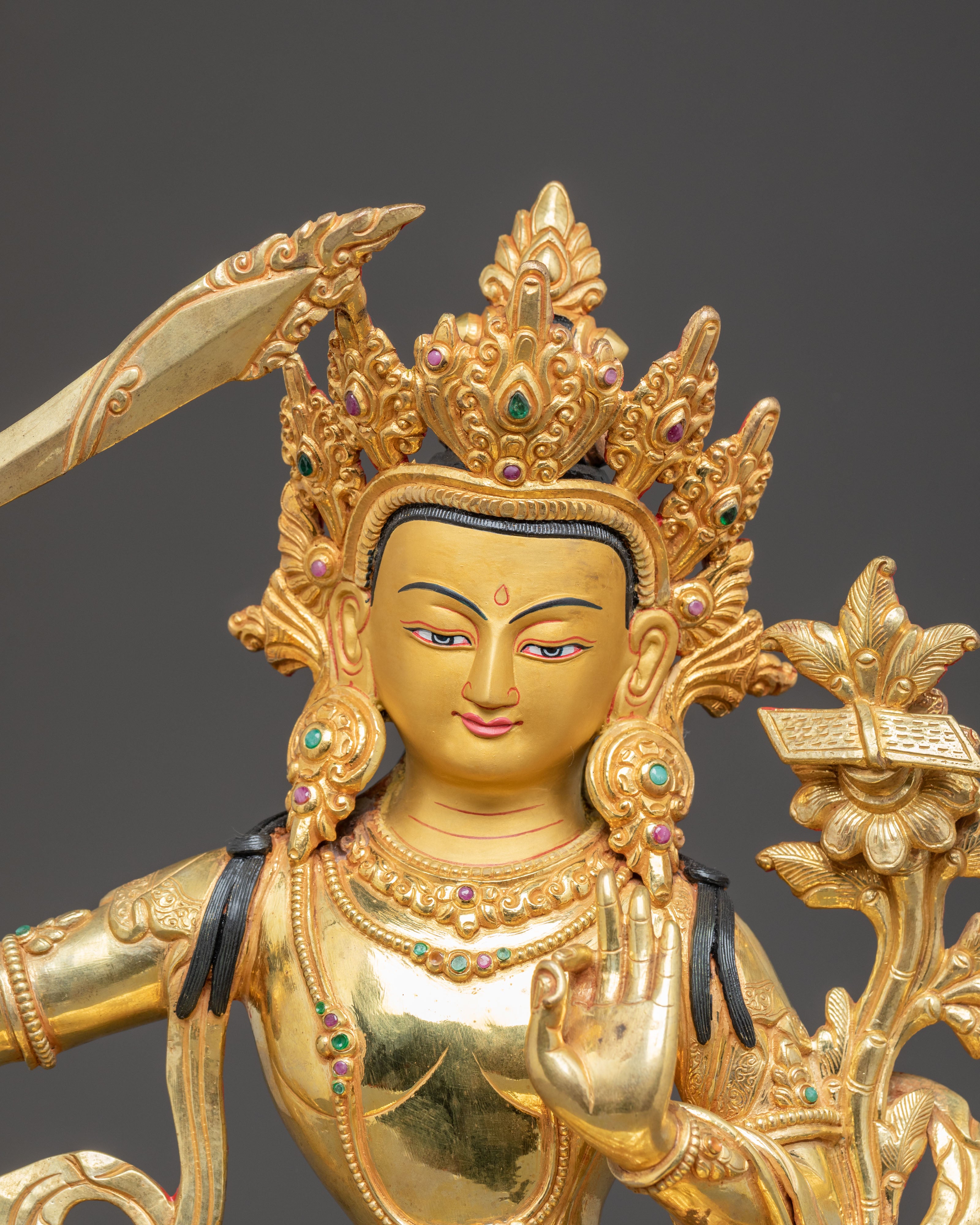 Handmade Dharma Icon Bodhisattva Manjushri Statue | Buddhist Spiritual Decor