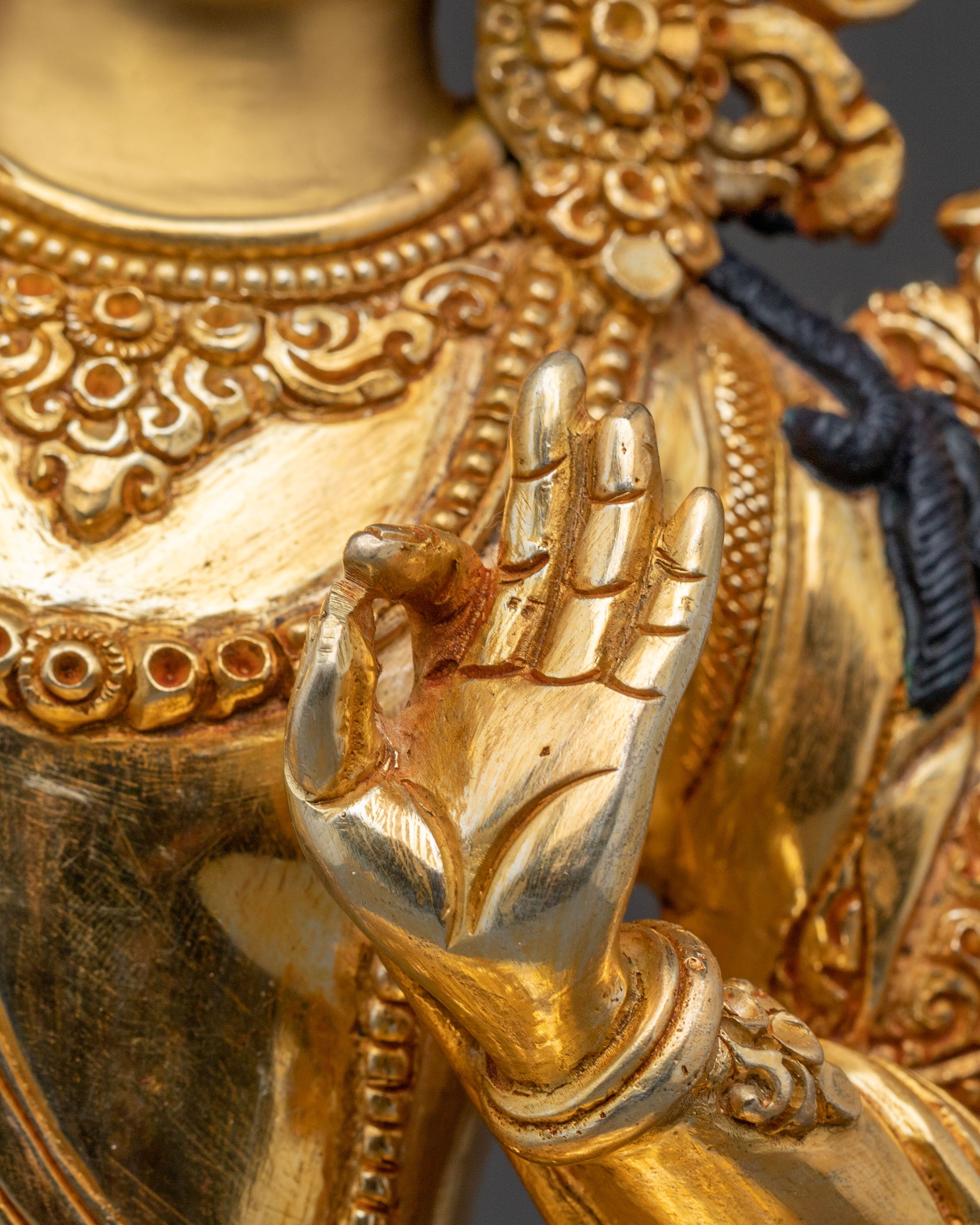 Gold Electroplated Manjushri Sculpture: Radiant Wisdom Artistry