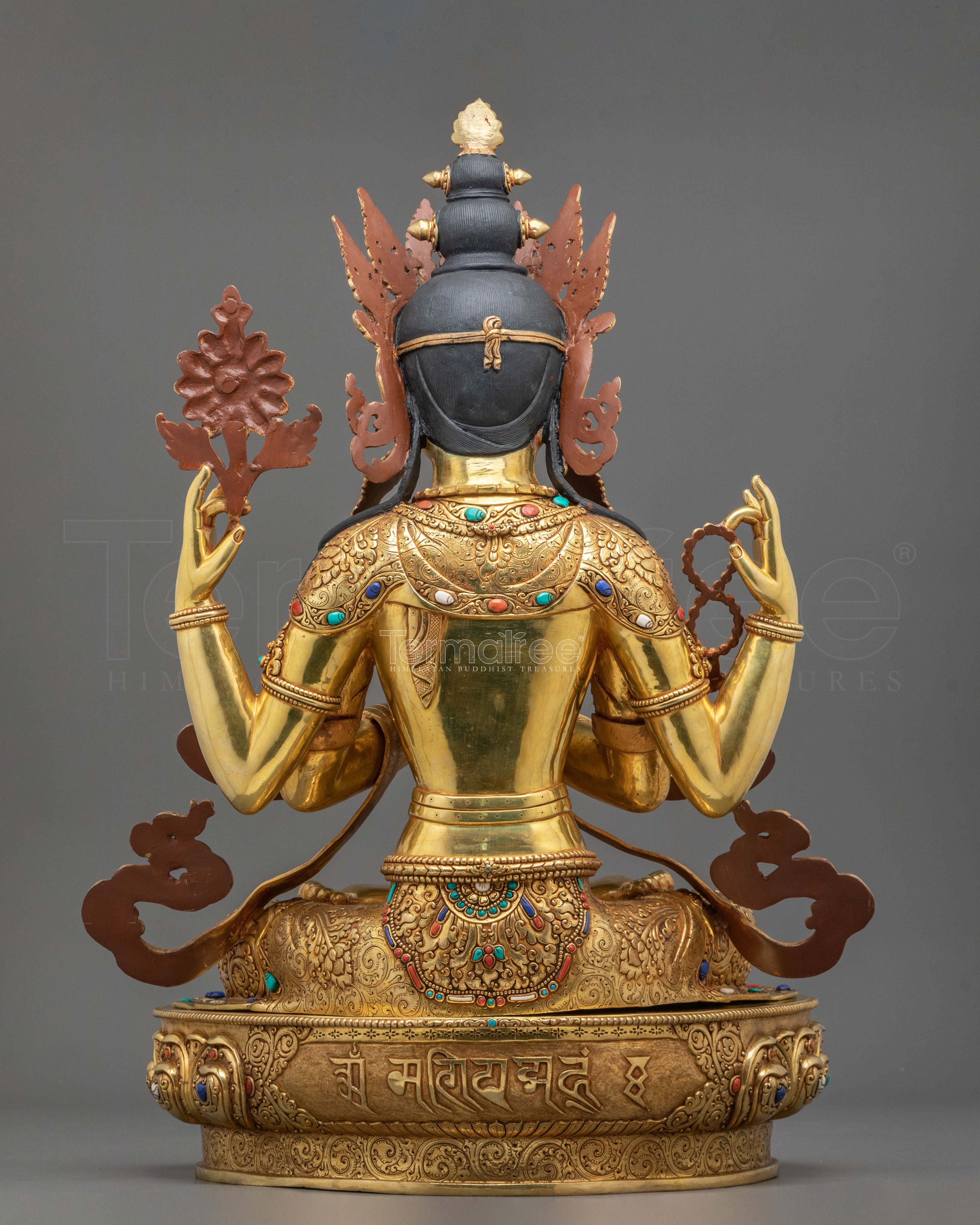 Chenrezig Sculpture | Hand-Carved 24K Gold Gilded Figurine