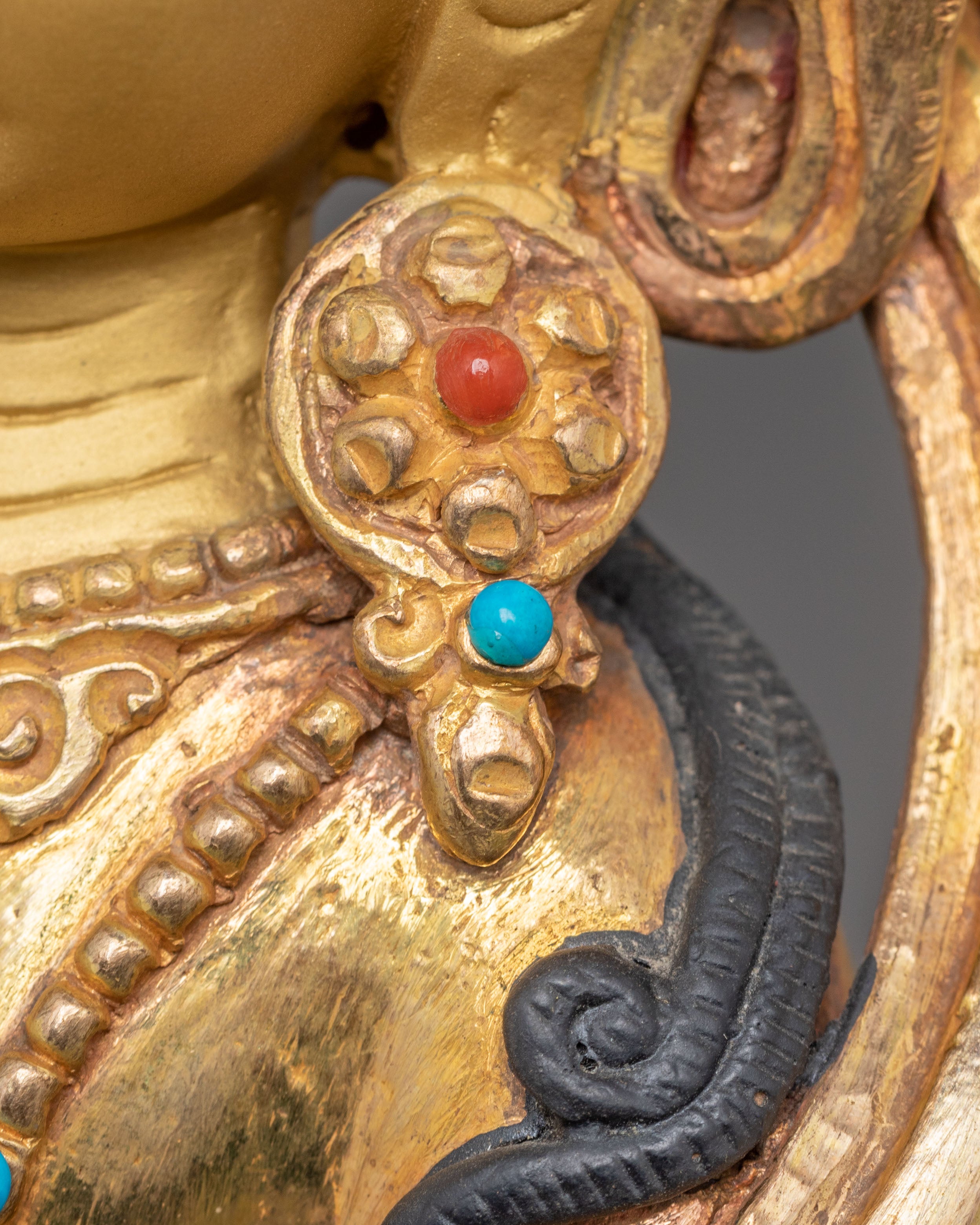 Handmade 24K Gold Glided Ksitigarbha Statue | Meditation and Spiritual Altar Decor