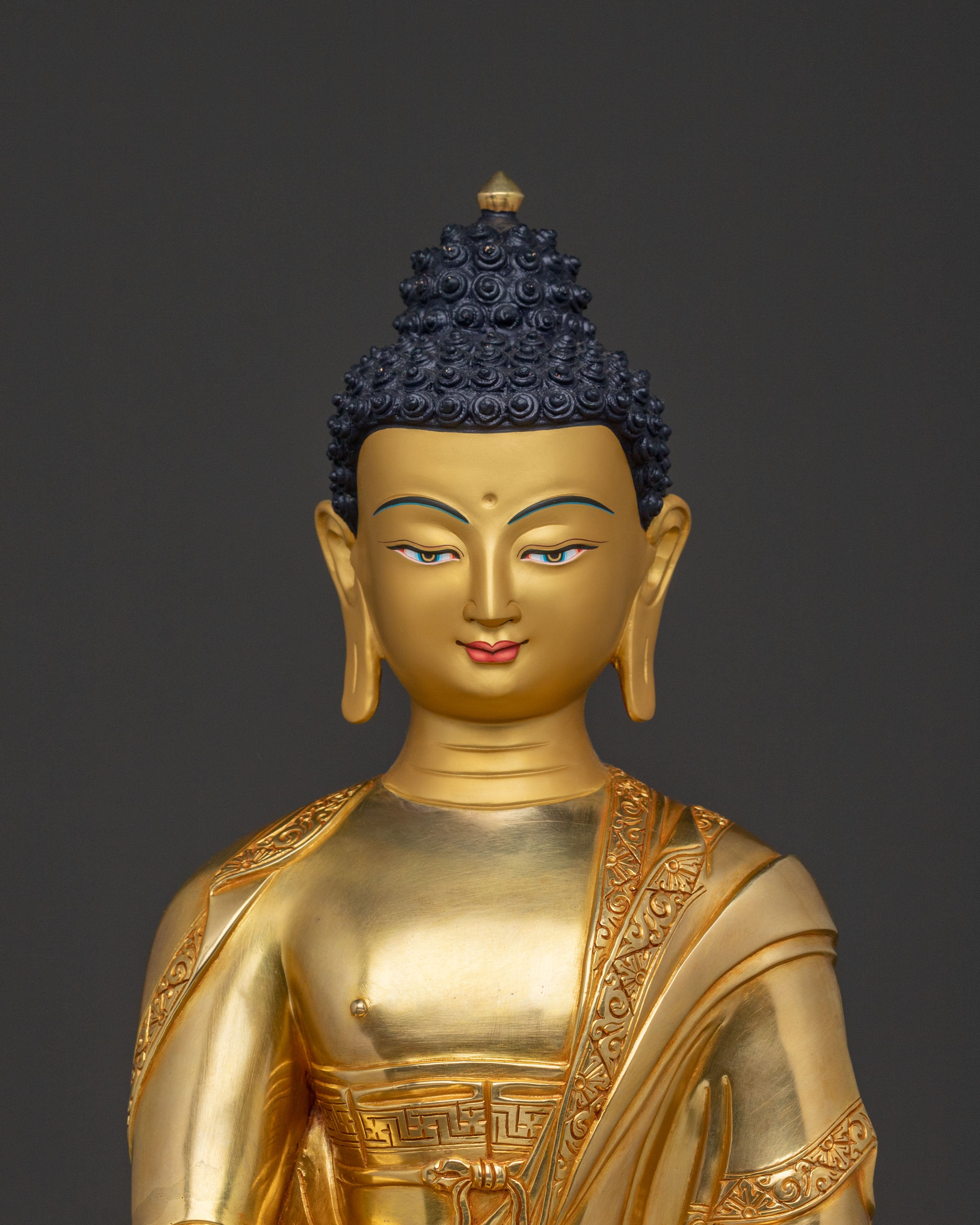 Shakyamuni Buddha Statue | 24K Gold Gilded Figure