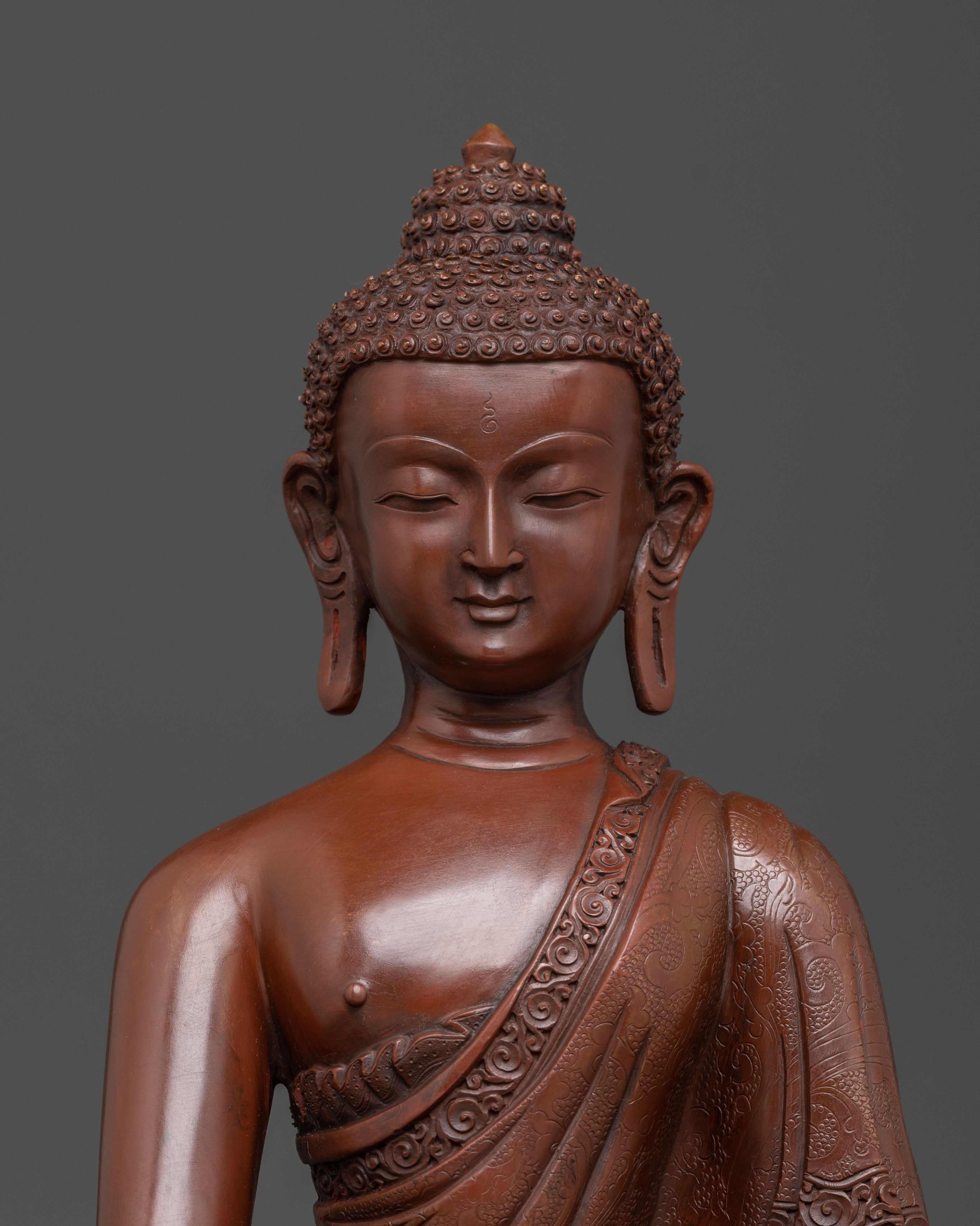 Shakyamuni Buddha Oxidized Copper Statue | Altar Decor