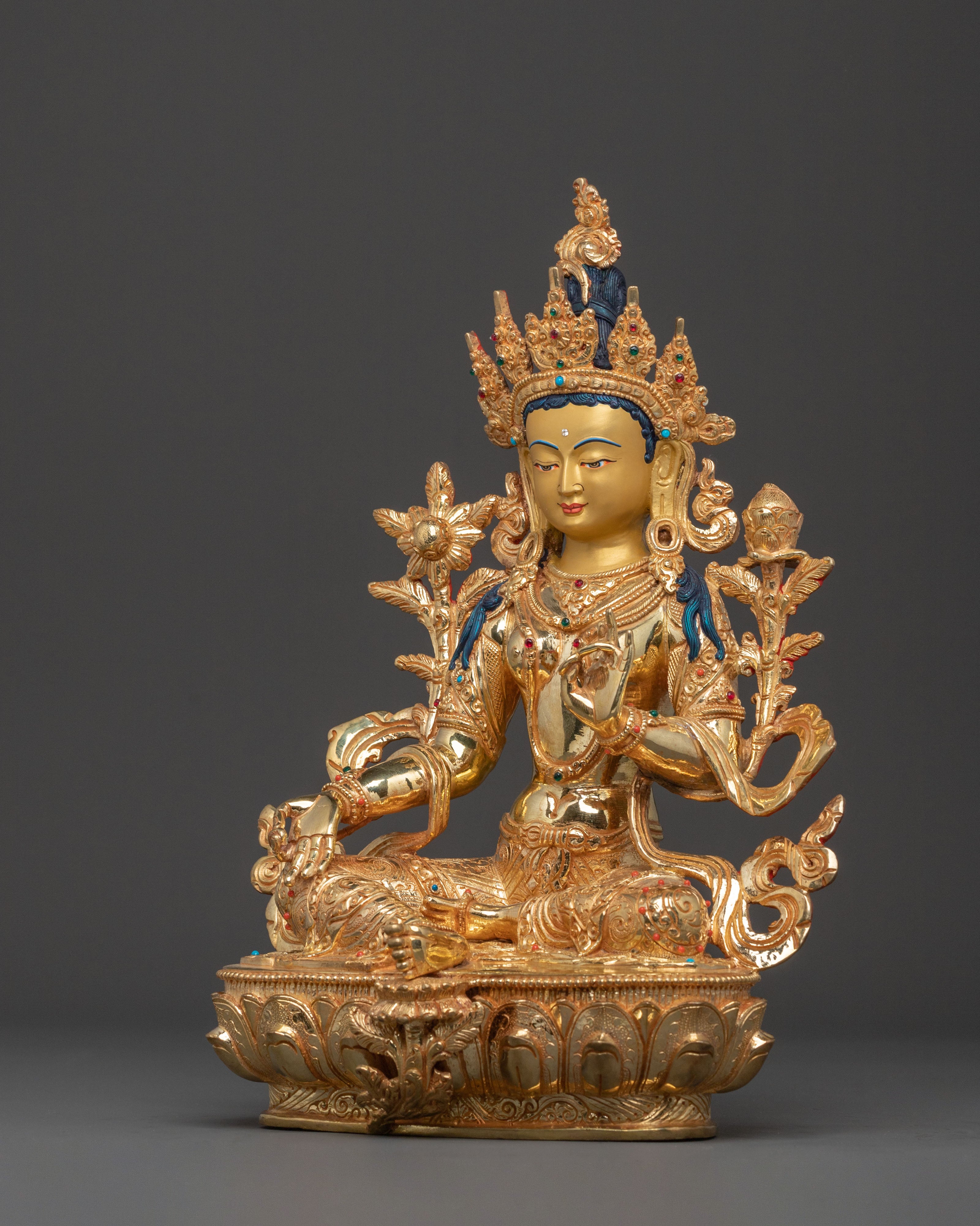 Green Tara Golden Statue of Swift Protection