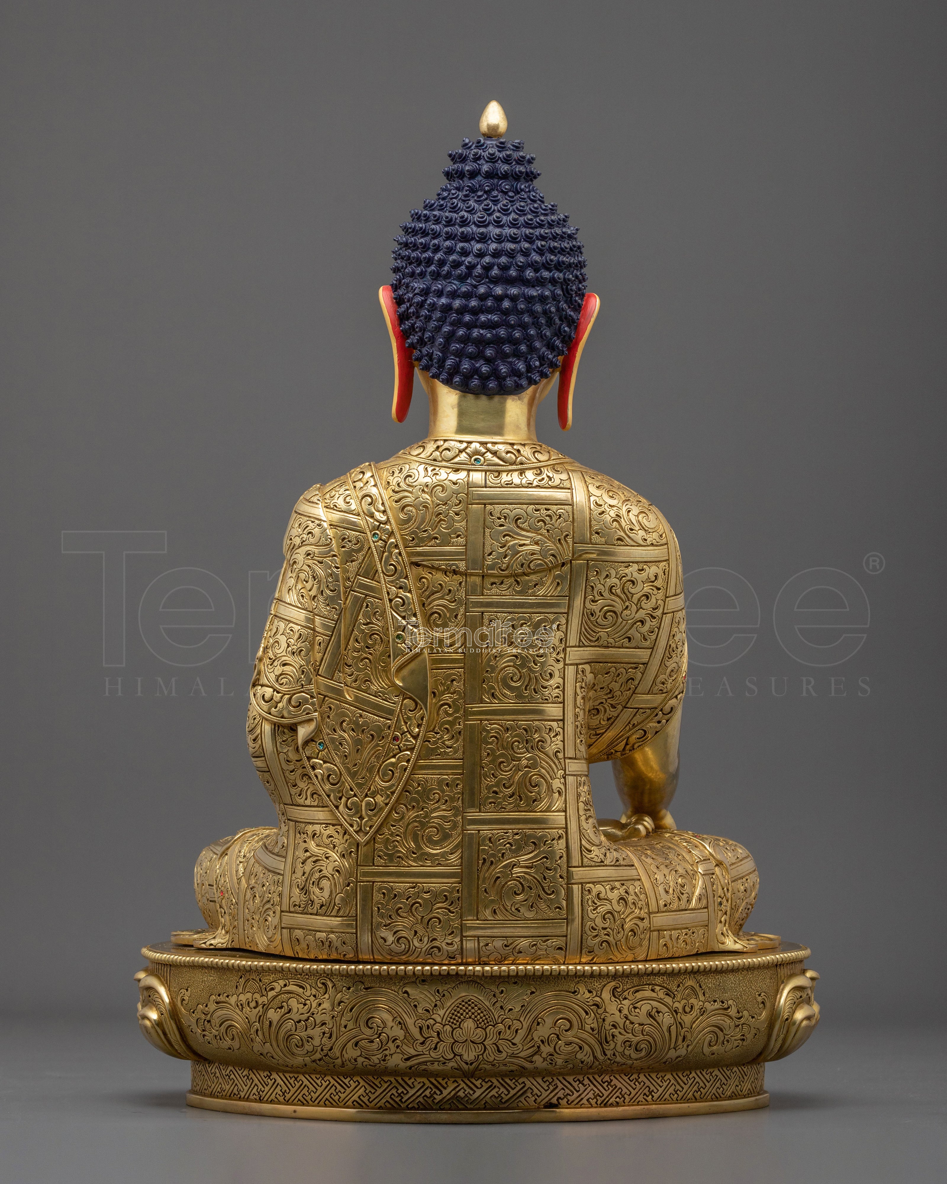 Shakyamuni Buddha 24K Fire Gold Gilded Statue: Meditation Decor