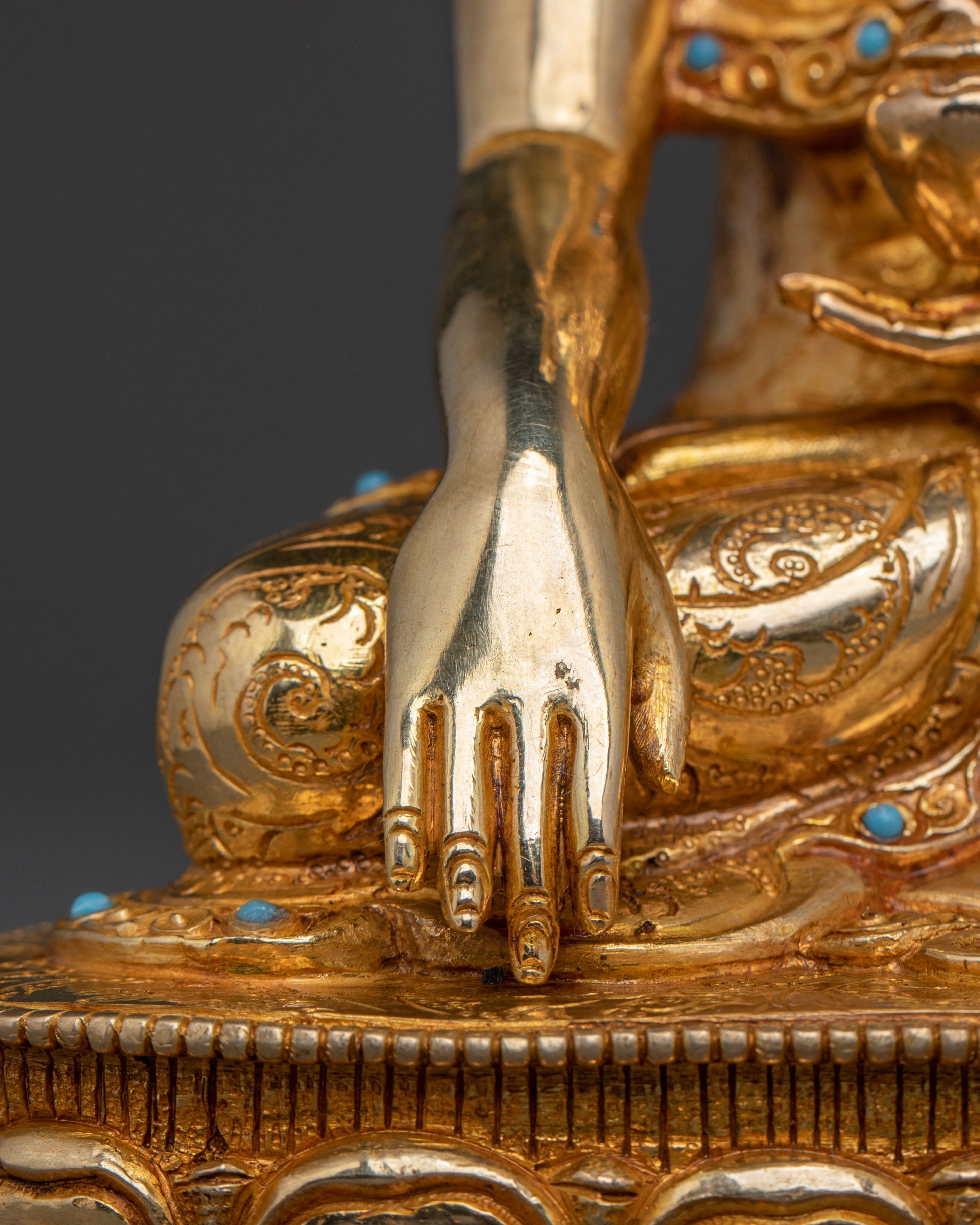 Shakyamuni Buddha 24k Gold Gilded Statue: Dharma Teaching