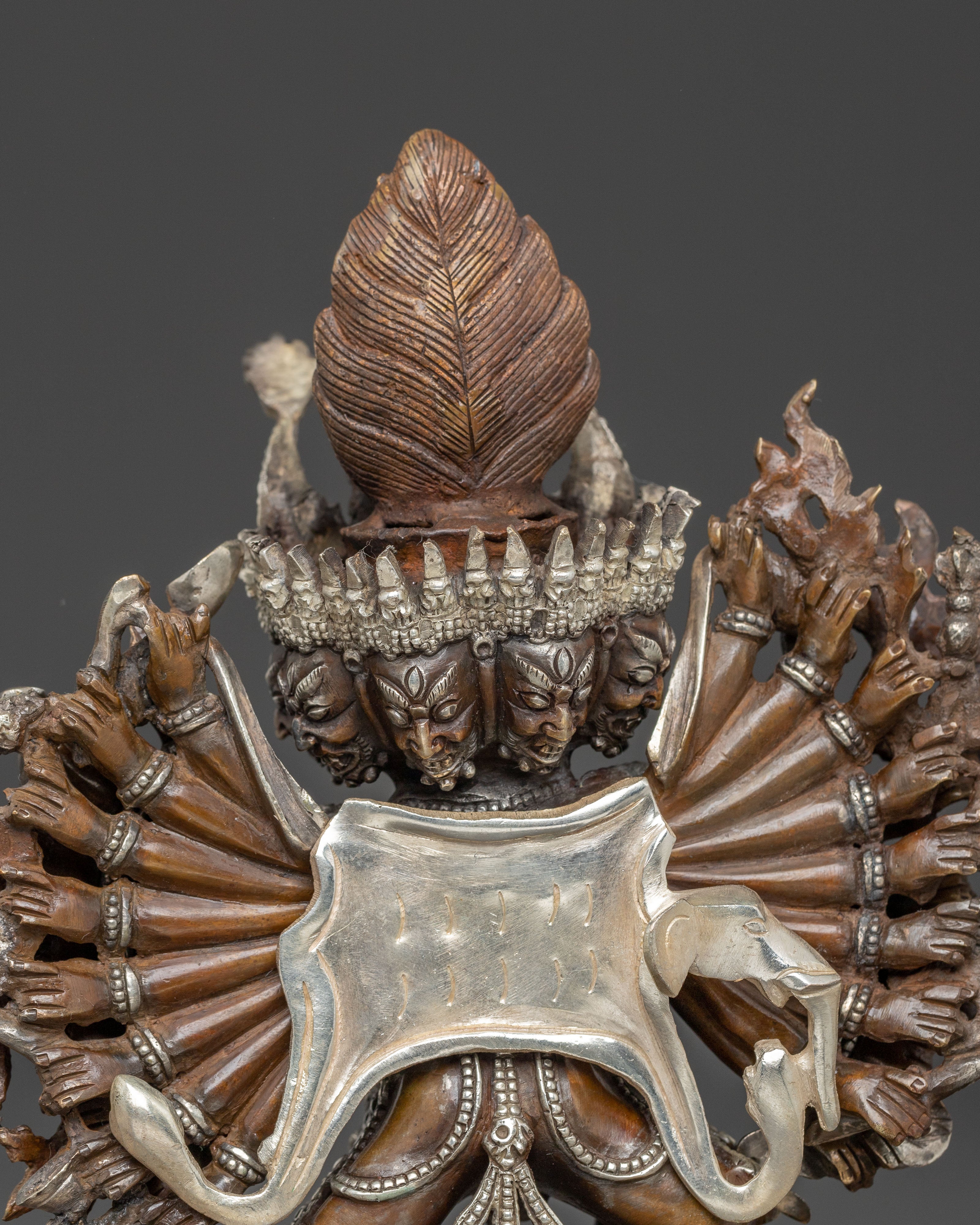 Handmade Yamantaka Golden Statue | Tibetan Buddhist Deity of Wisdom