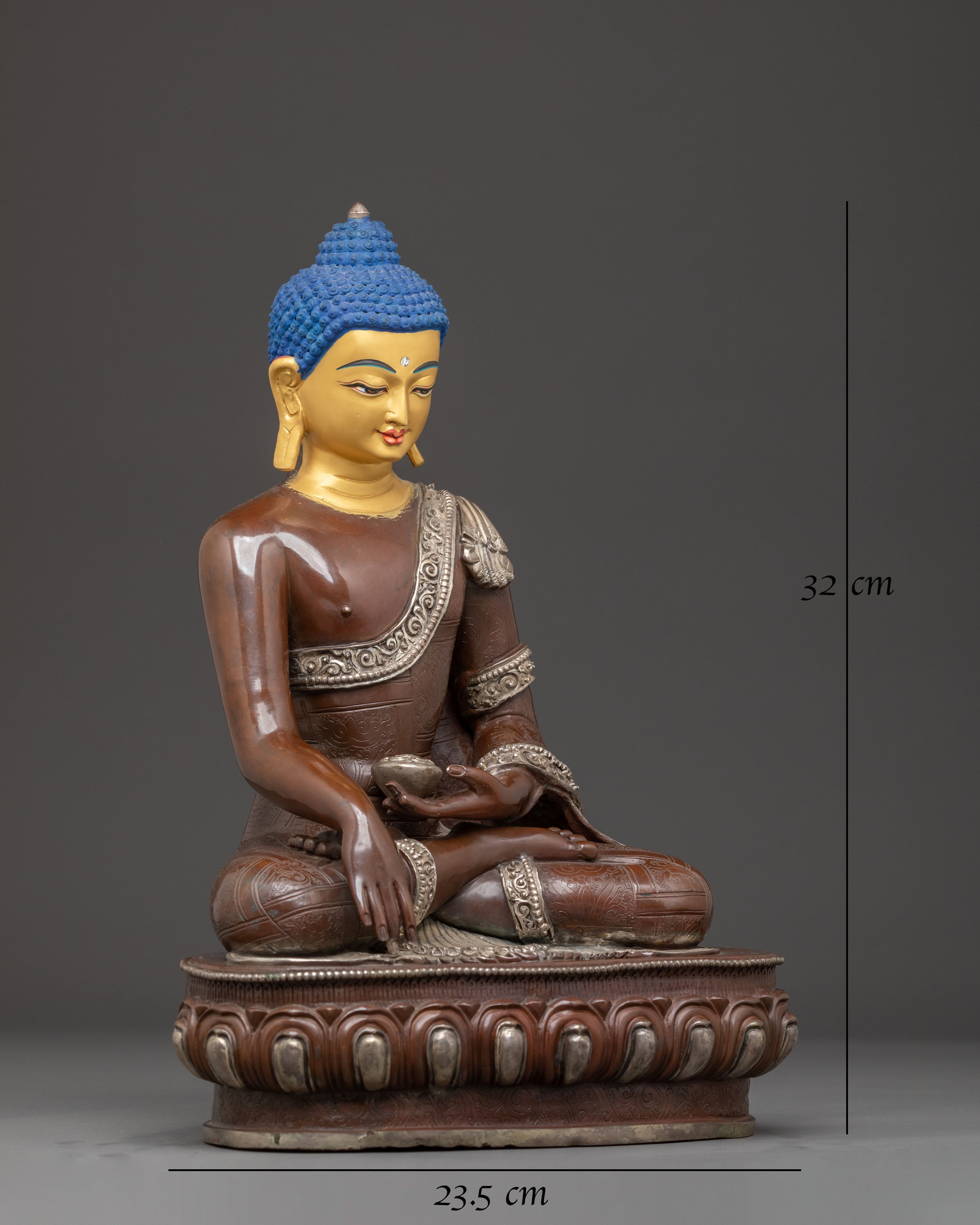 Handmade Oxidized Shakyamuni Buddha Statue | Home Decor