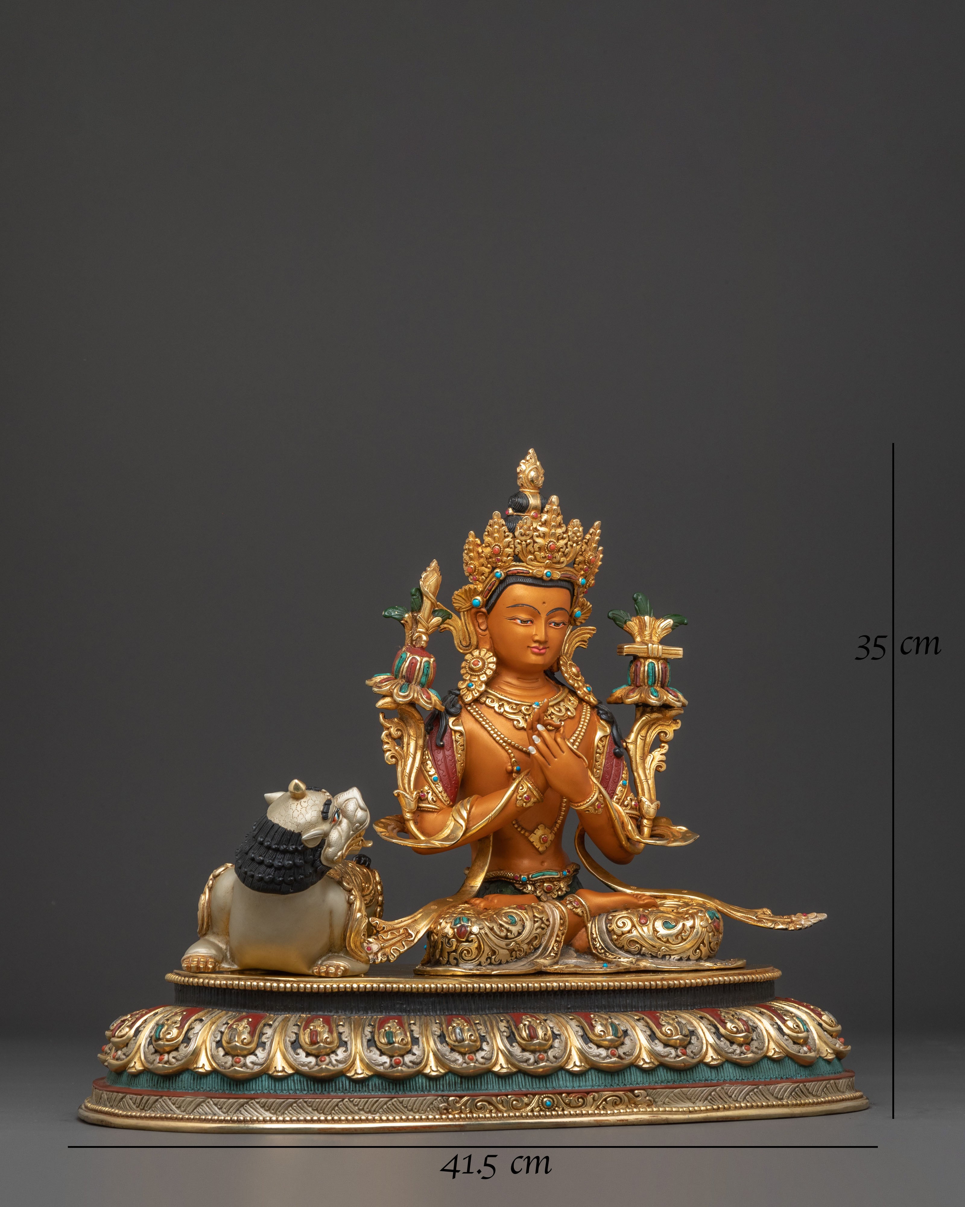 Tikshna Manjushri with Snow Lion Sculpture