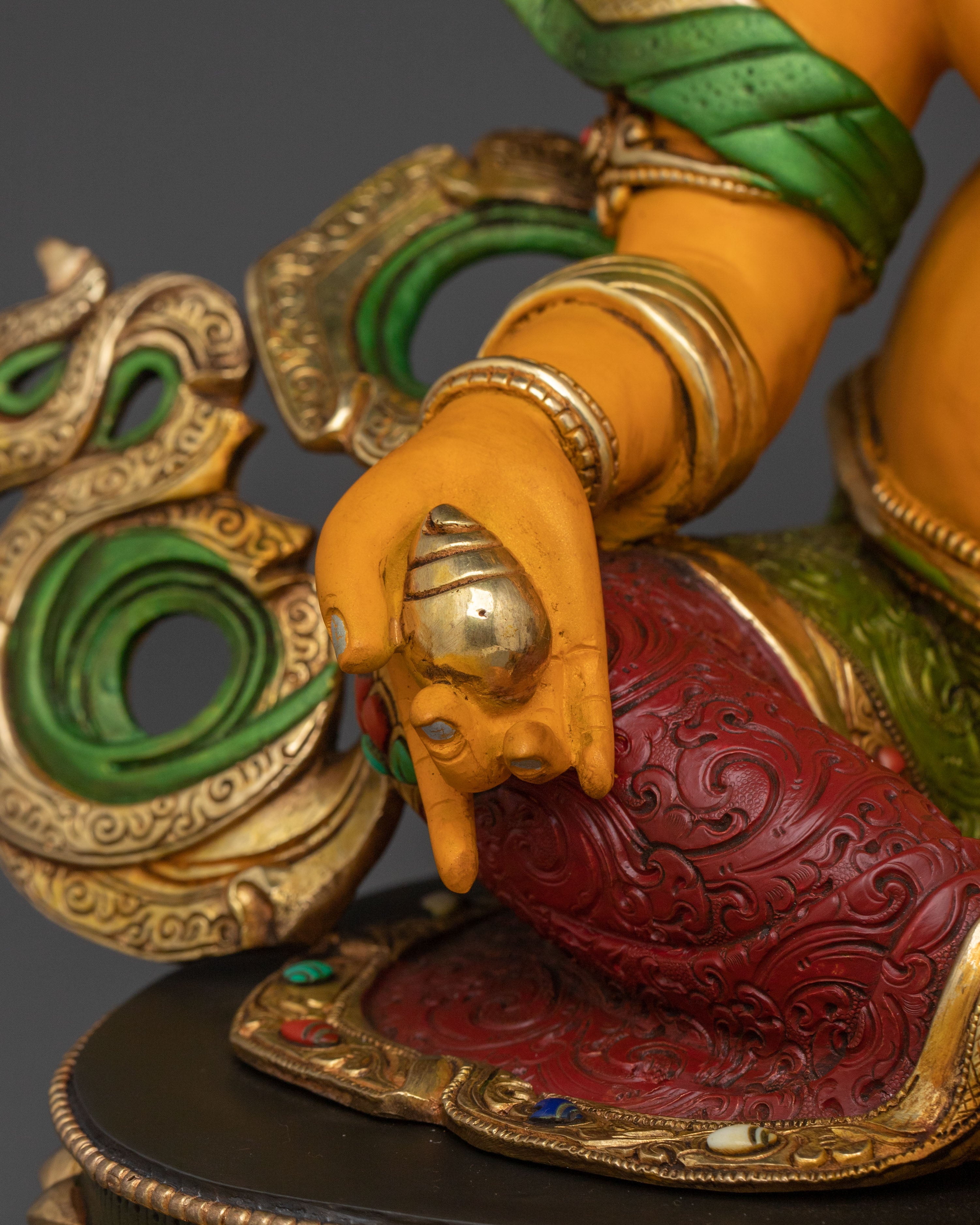 Dzambhala Tibetan Wealth God Statue | 24K Gold Gilded Buddhist Sculpture