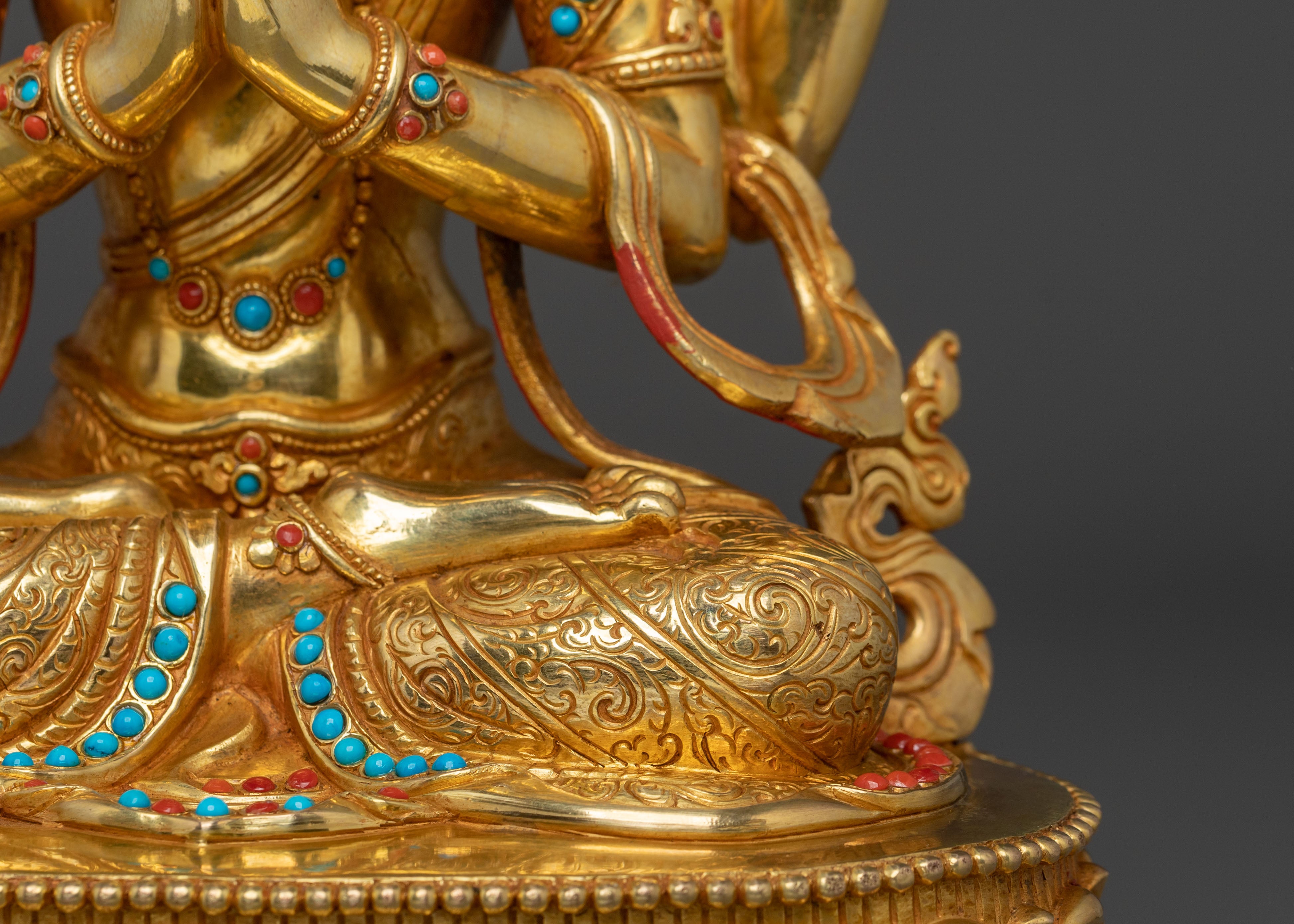 Chenrezig Sculpture | 24K Gold Gilded Bodhisattva