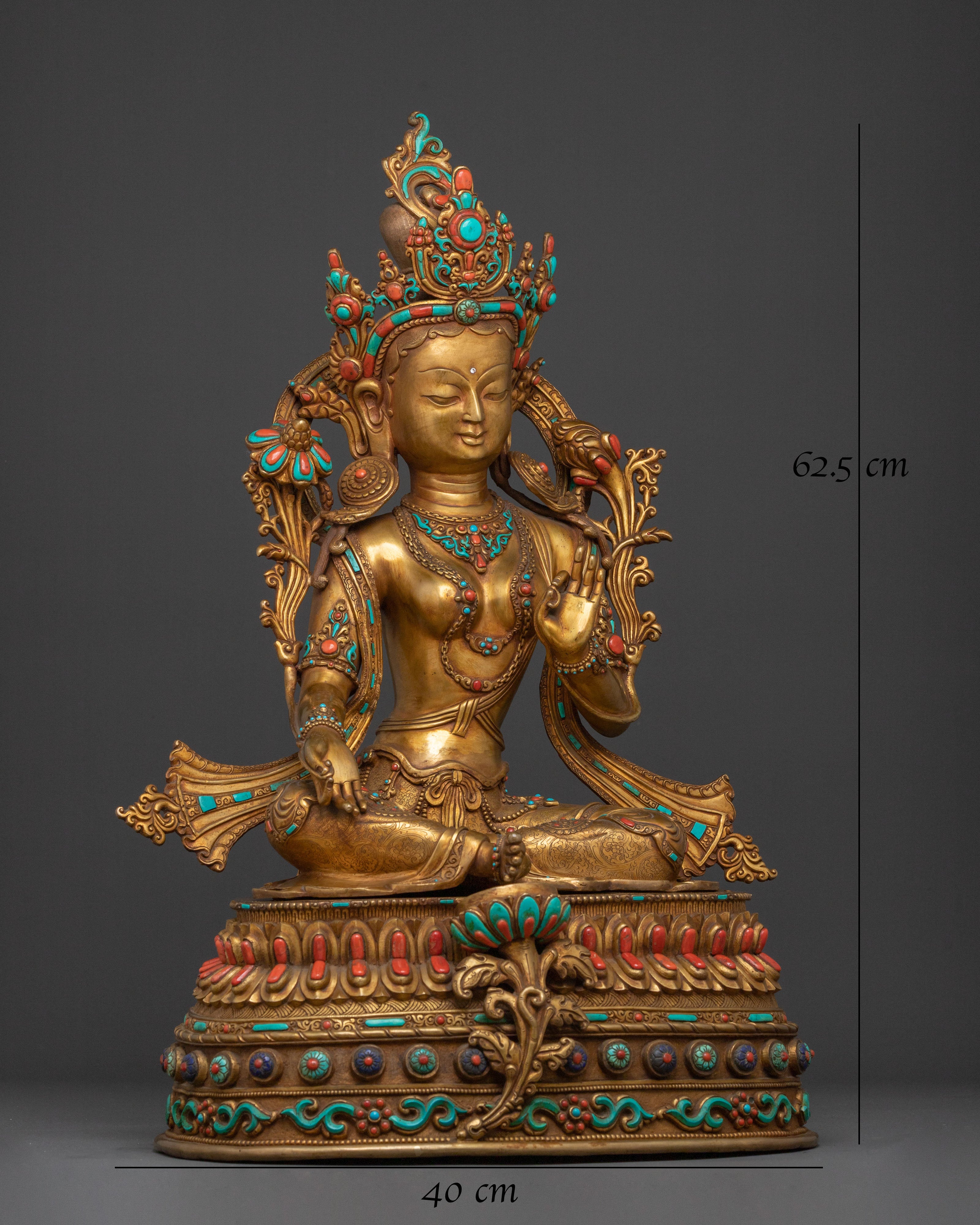 Green Tara Himalayan Buddhist Statue | Goddess of Protection & Healing