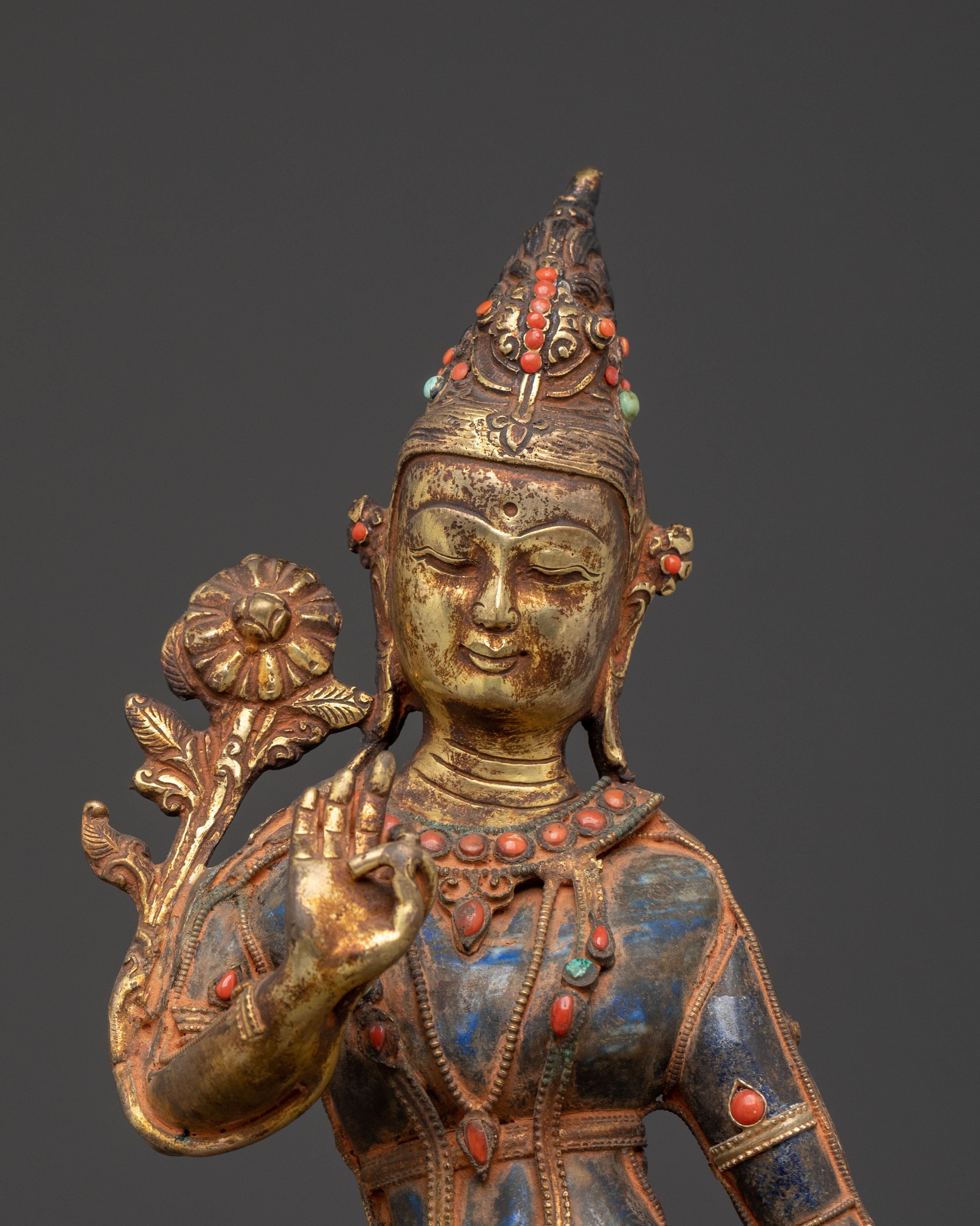 Padmapani Copper Sculpture with Antique Finish