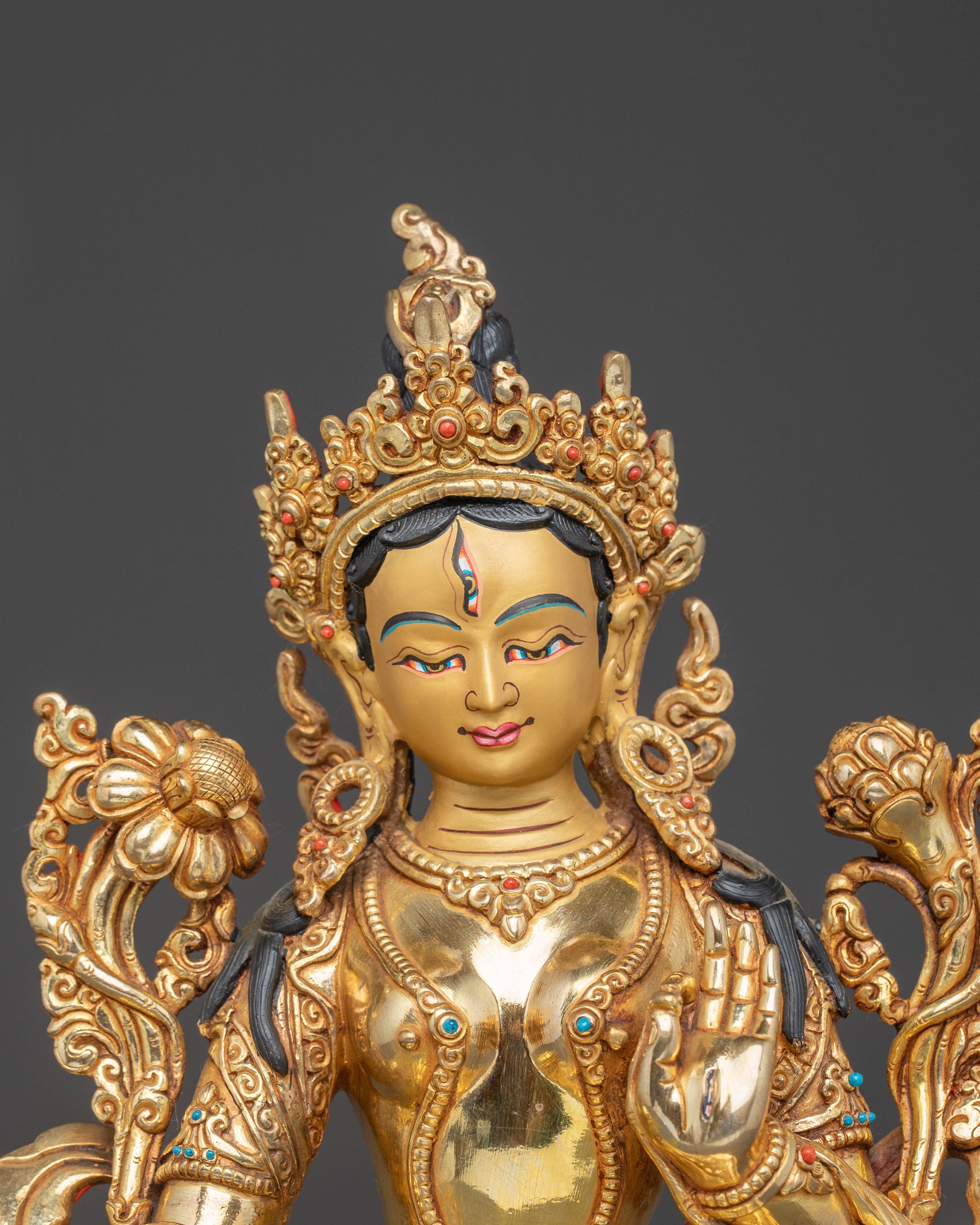 White Tara Handmade Copper Statue | The Goddess of Compassion and Longevity