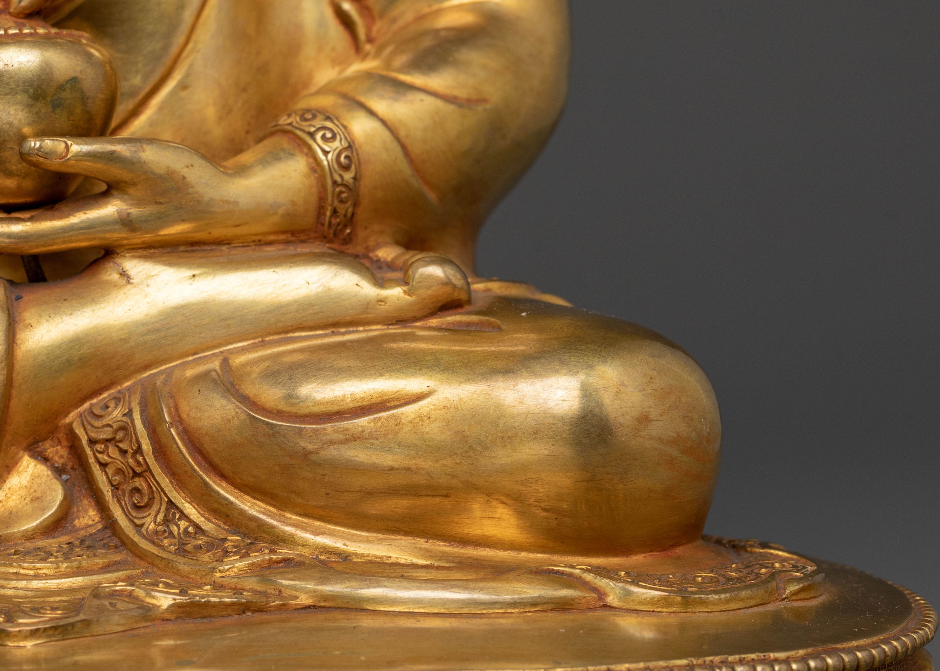 Medicine Buddha: Handcrafted 24K Golden Gilded Statue