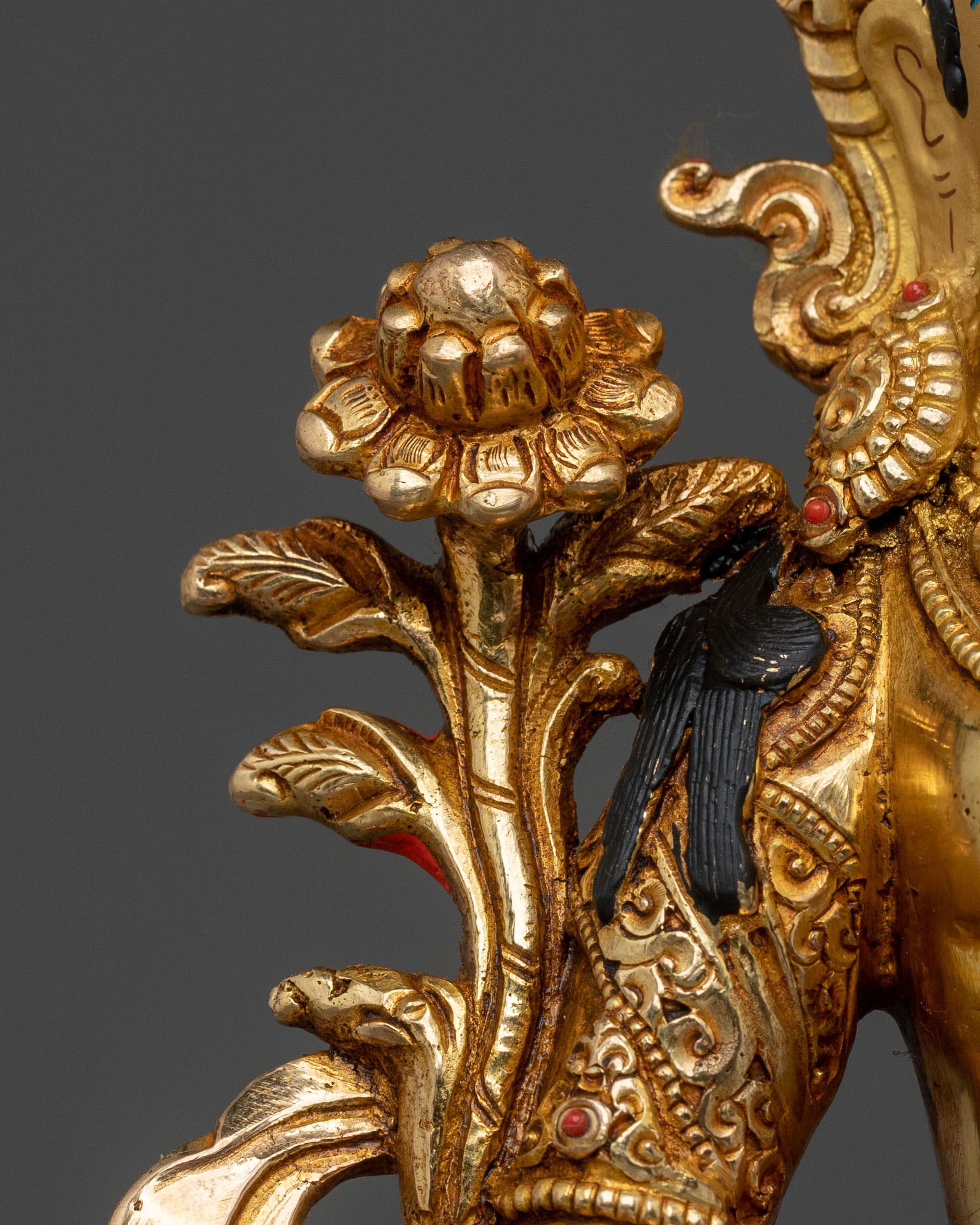 White Tara Peaceful Statue: Serene Gold-Gilded Copper