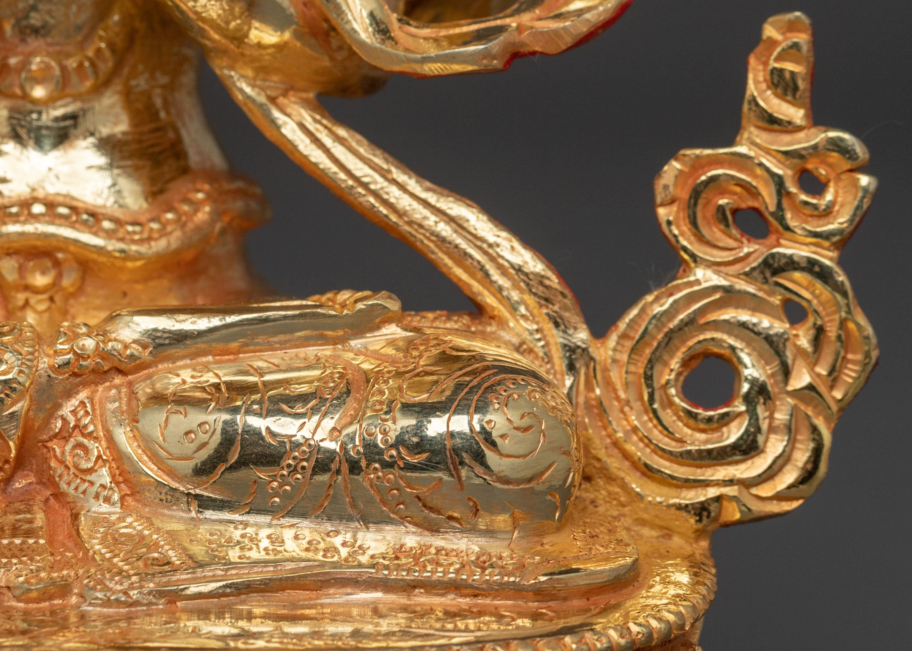 Hand Carved Chenrezig Copper Statue with 24K Gold Gilding