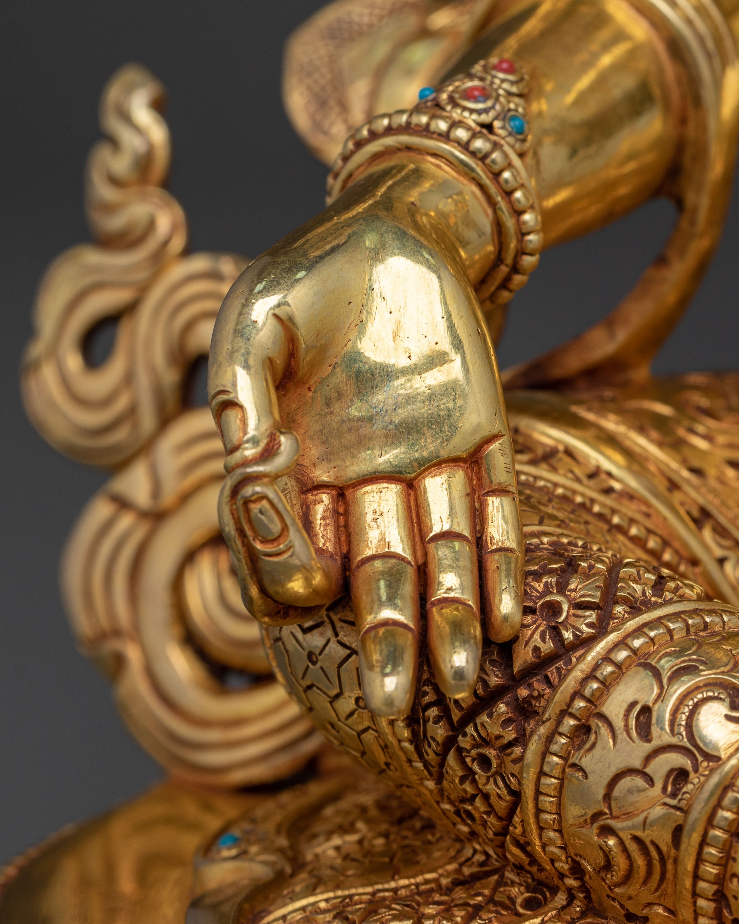 Green Tara Statue | 24K Gold Gilded Figurine