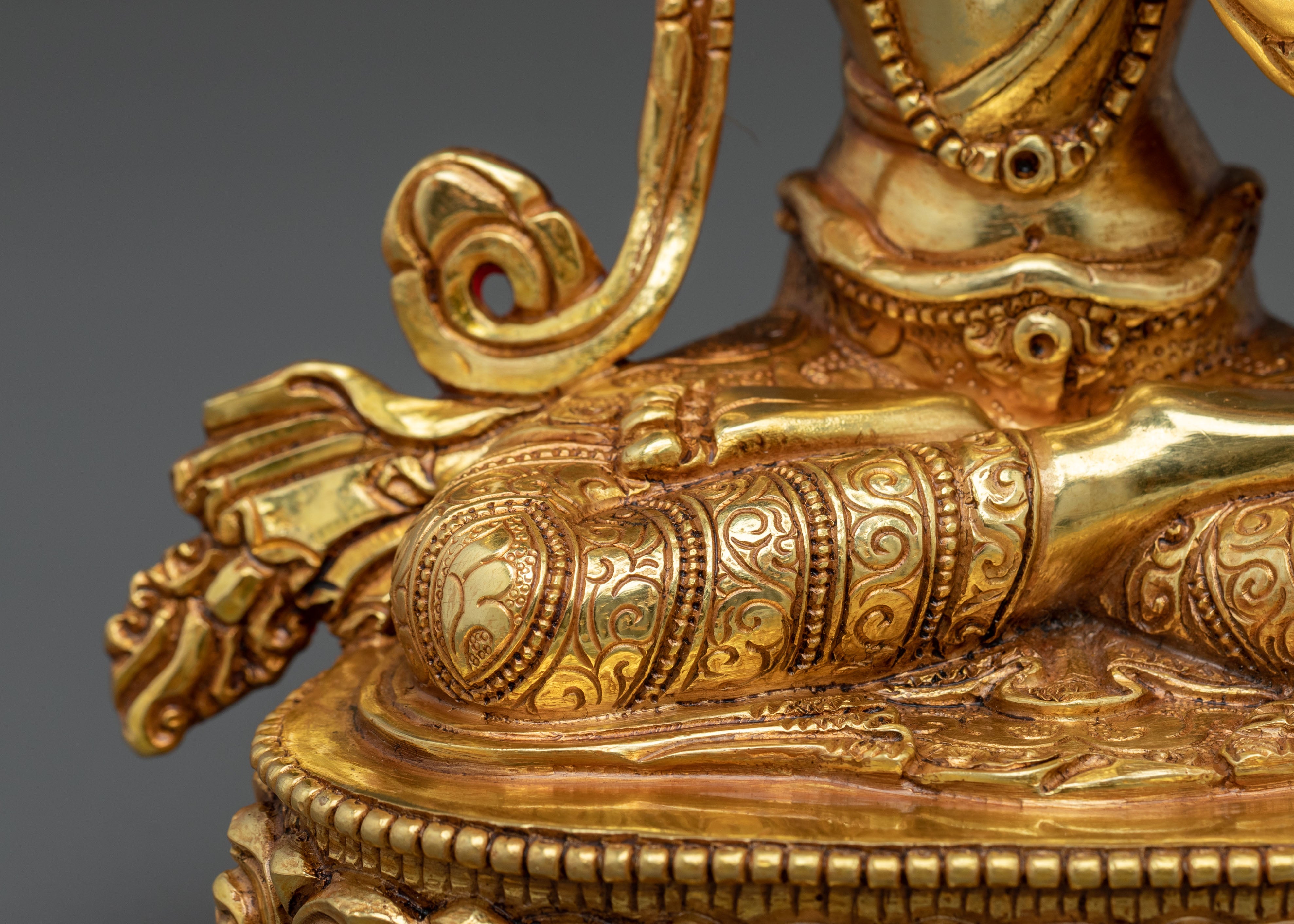 Manjushri Wielder of Wisdom Sword Statue in 24K Gold