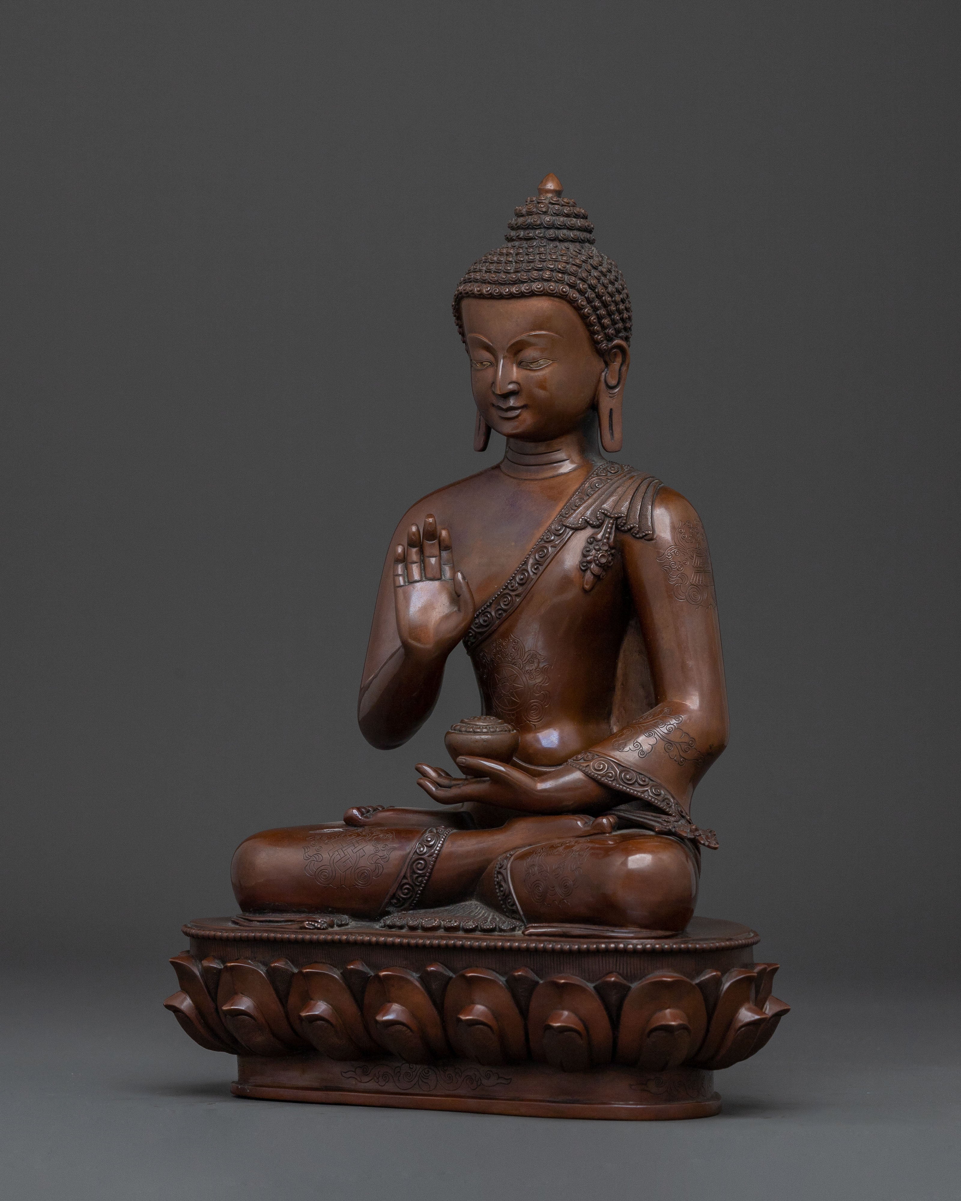 Amogasiddhi Wisdom Buddha | Oxidized Copper Statue