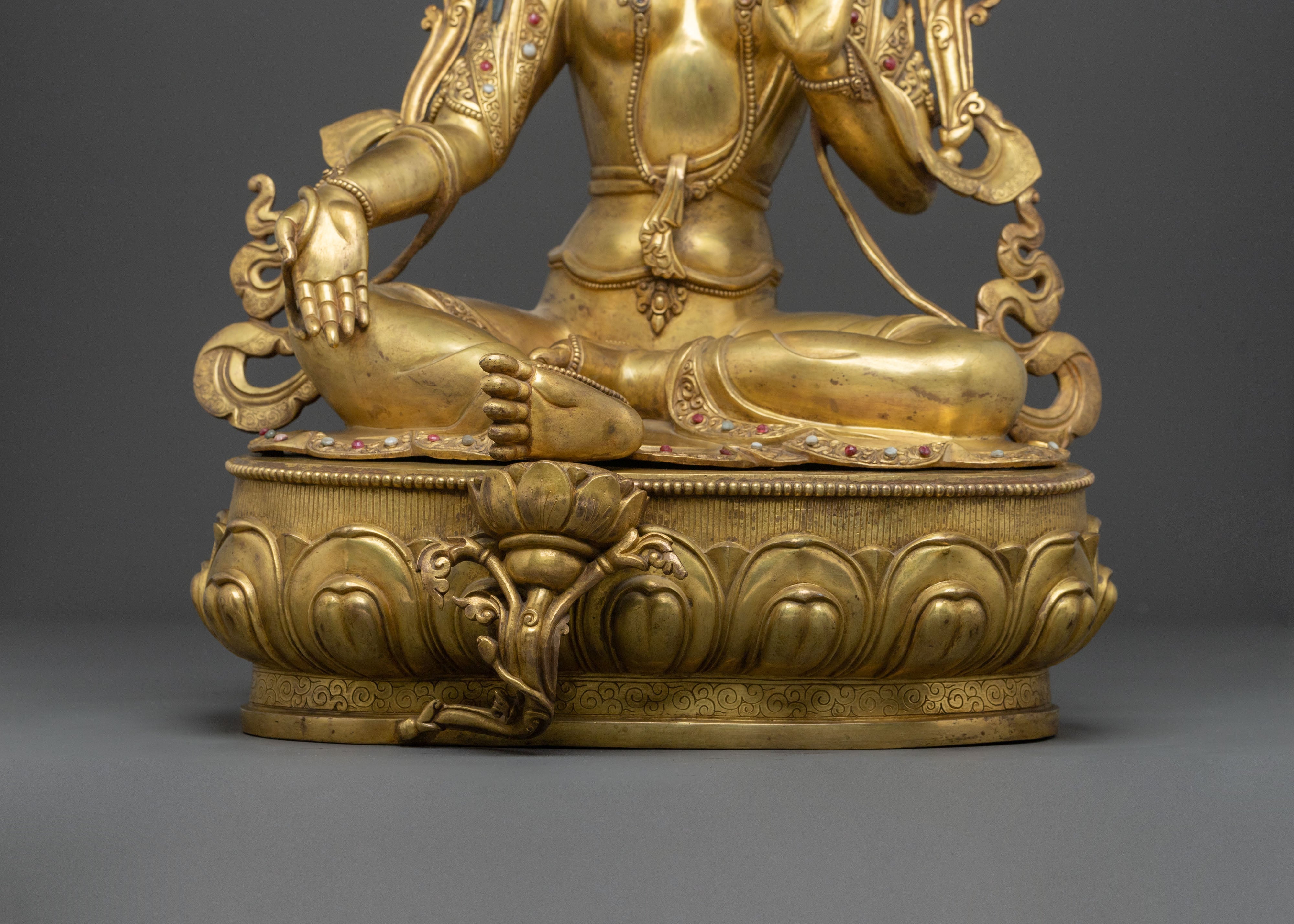 Handmade Green Tara Sacred Statue | Swift Liberator and Sacred Protector