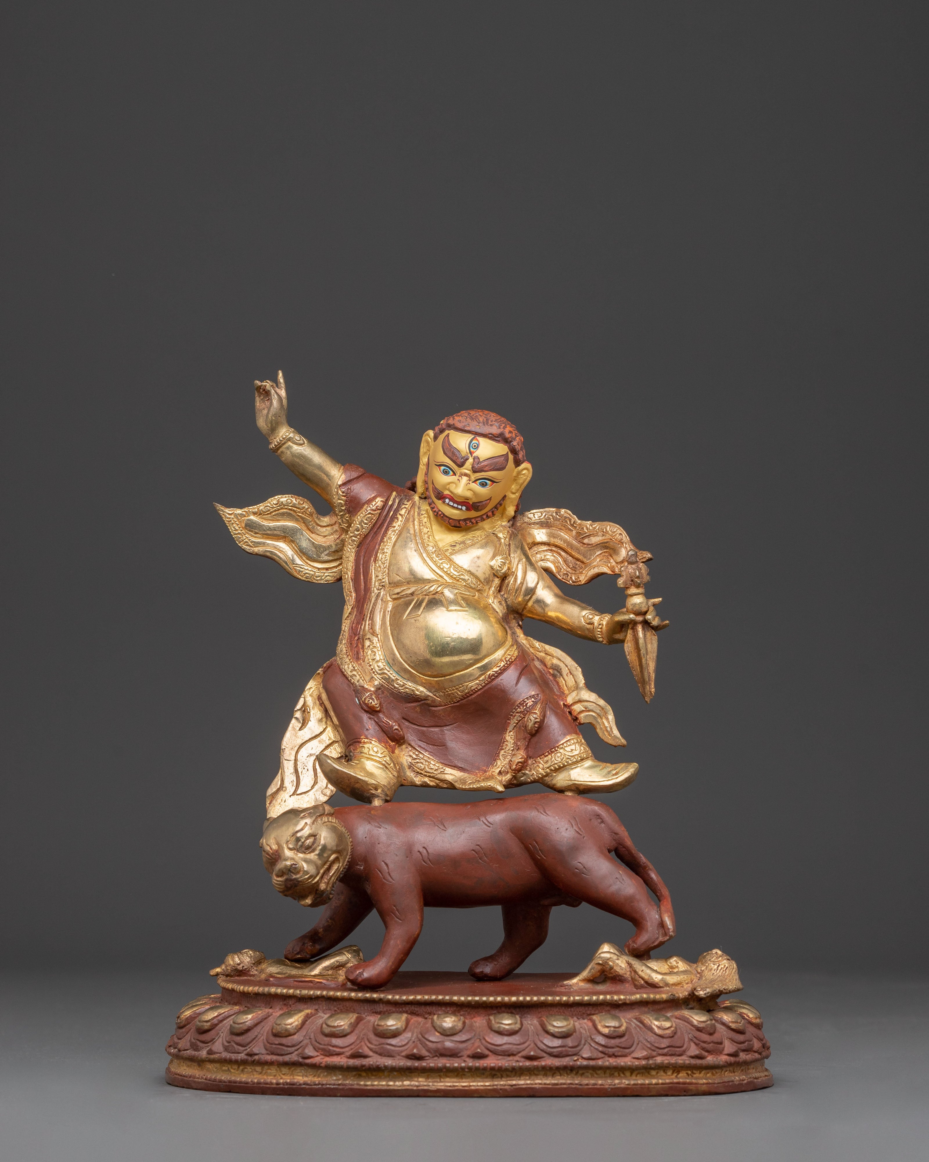 Handmade Golden Dorje Drolo Statue | Wrathful Protector
