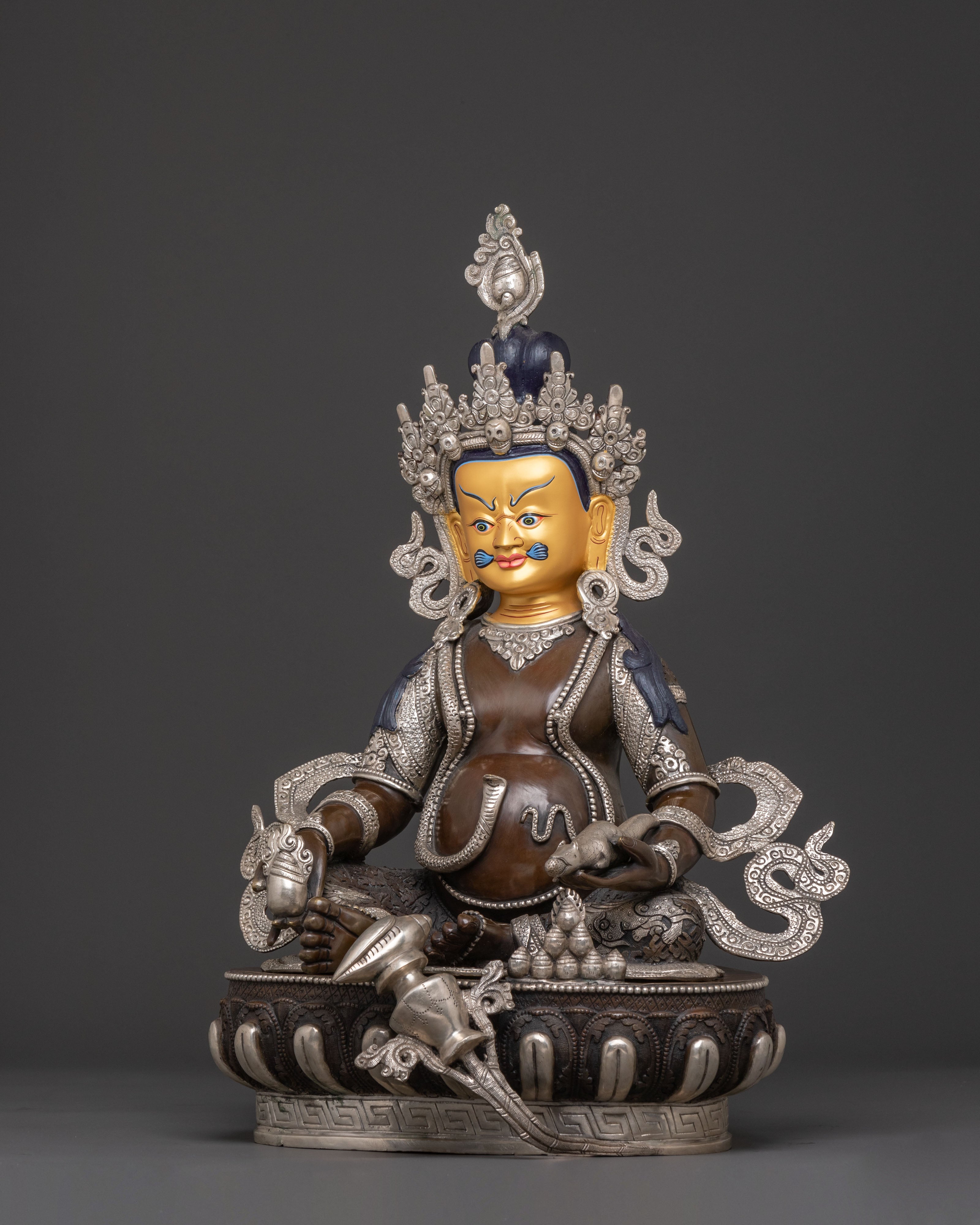 Dzambhala Sacred Statue: Masterfully Crafted Oxidized Copper
