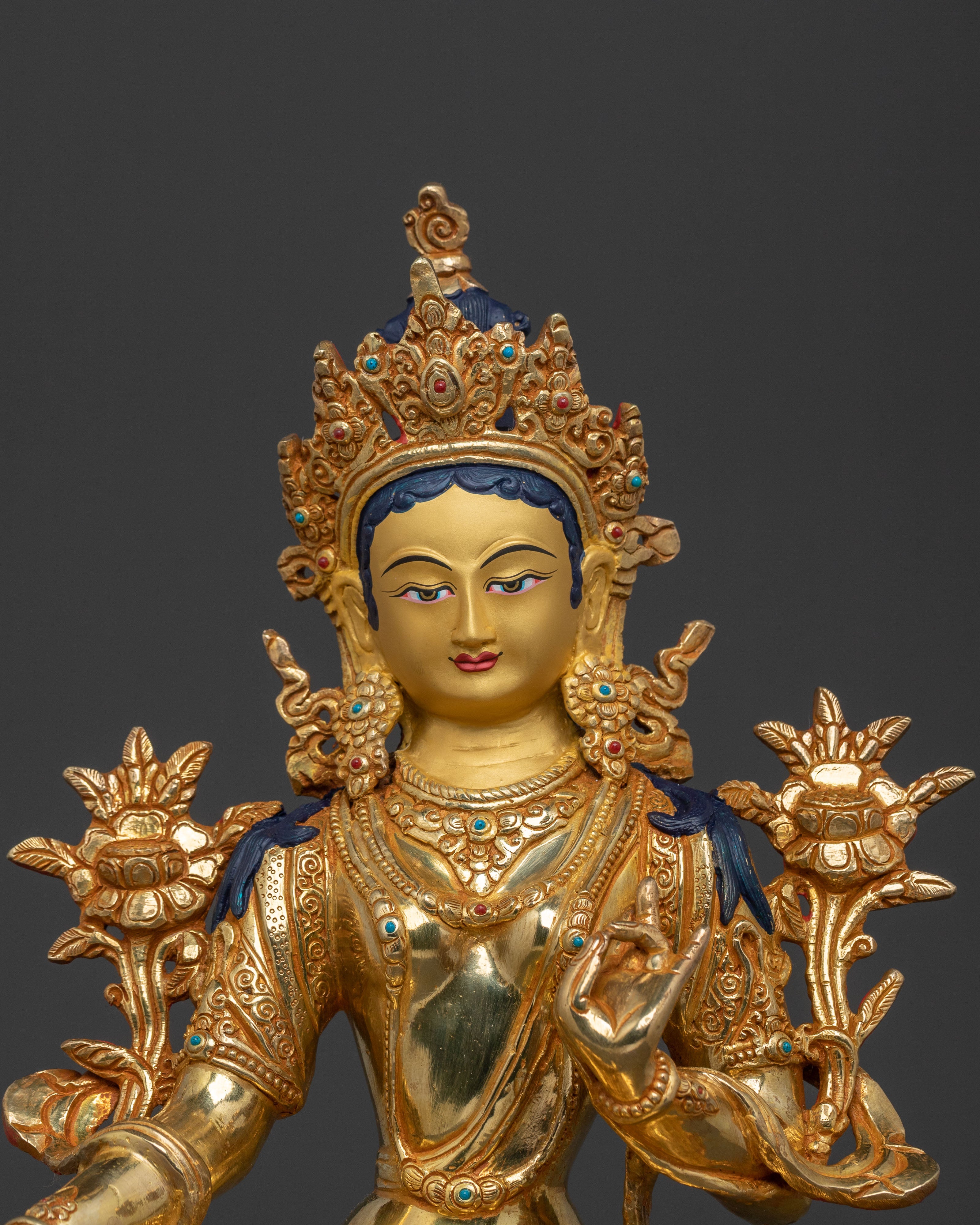 Handcrafted Green Tara Compassion Goddess Statue