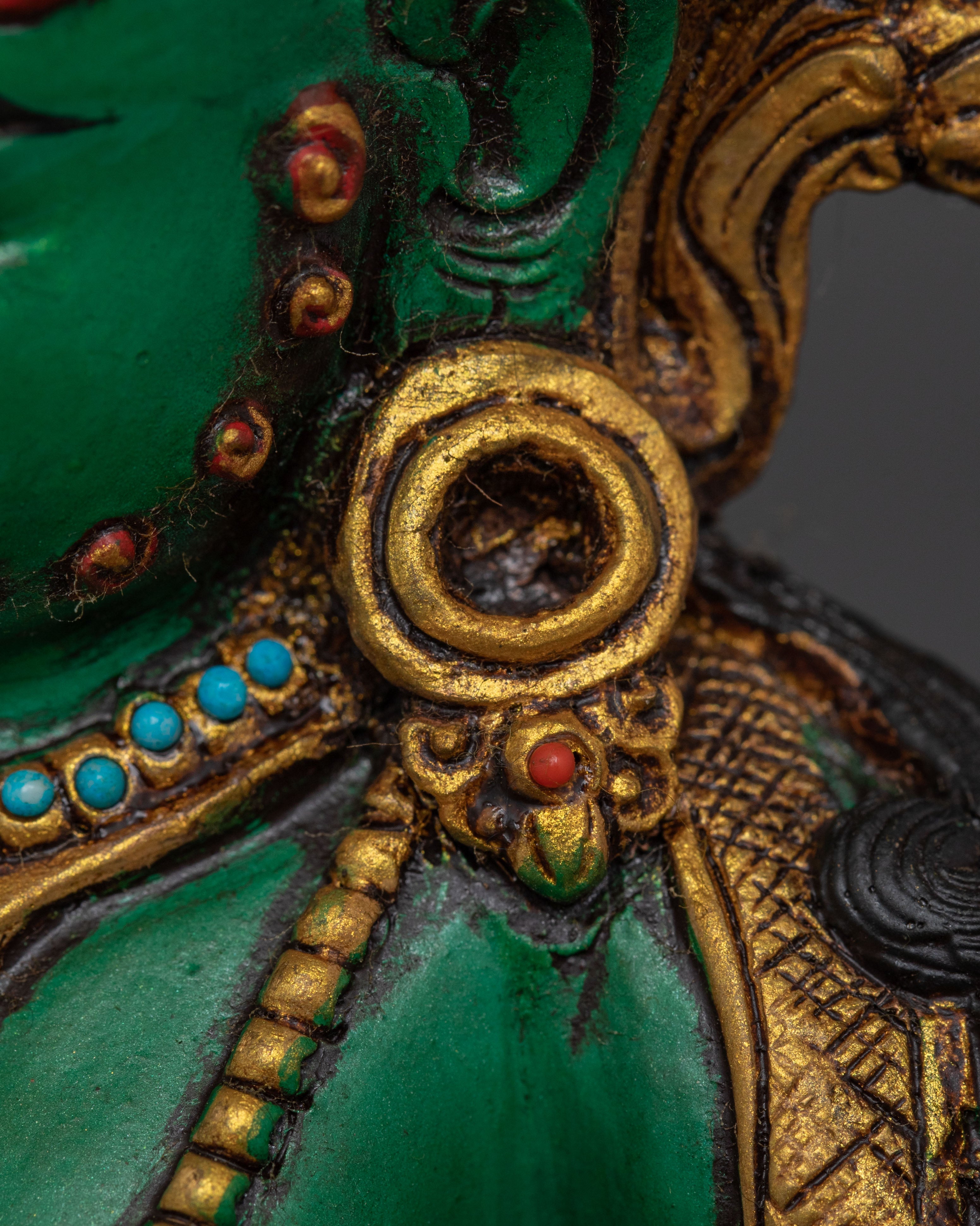 Green Dzambhala Statue | Handcrafted Wealth Deity