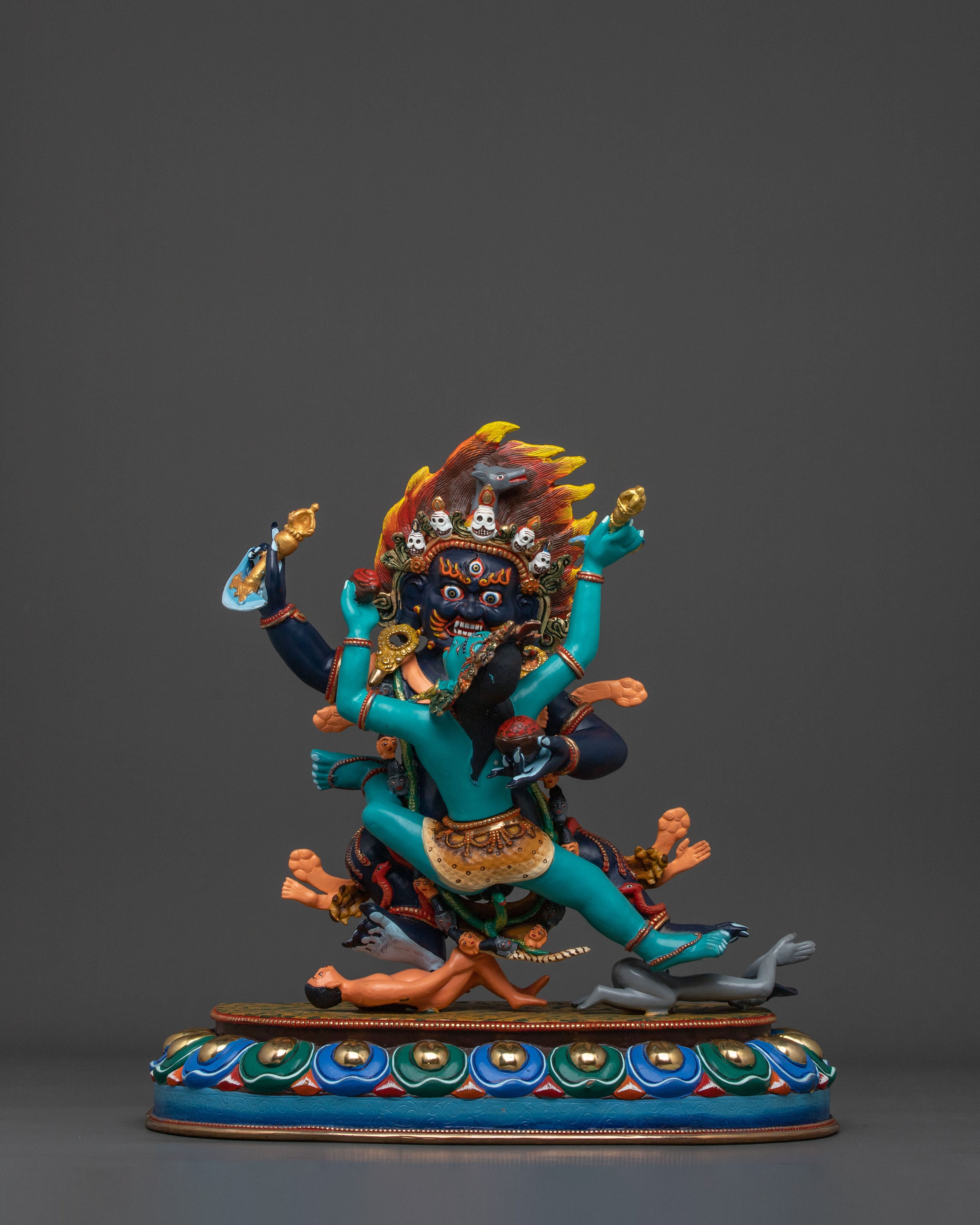 Mahakala Bernakchen Statue With Consort | Wrathful Protector