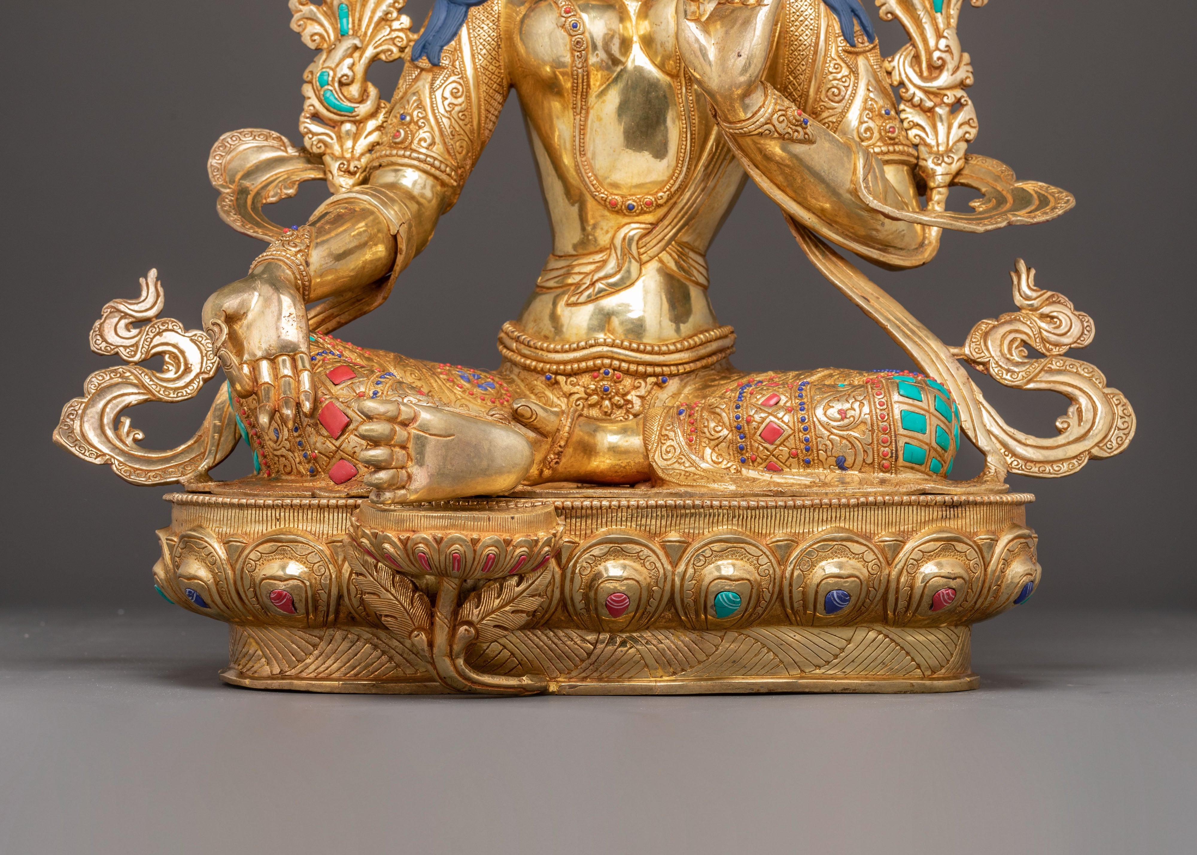 Handmade Serene Sculpture of Mother Green Tara | Divine Feminine Protector