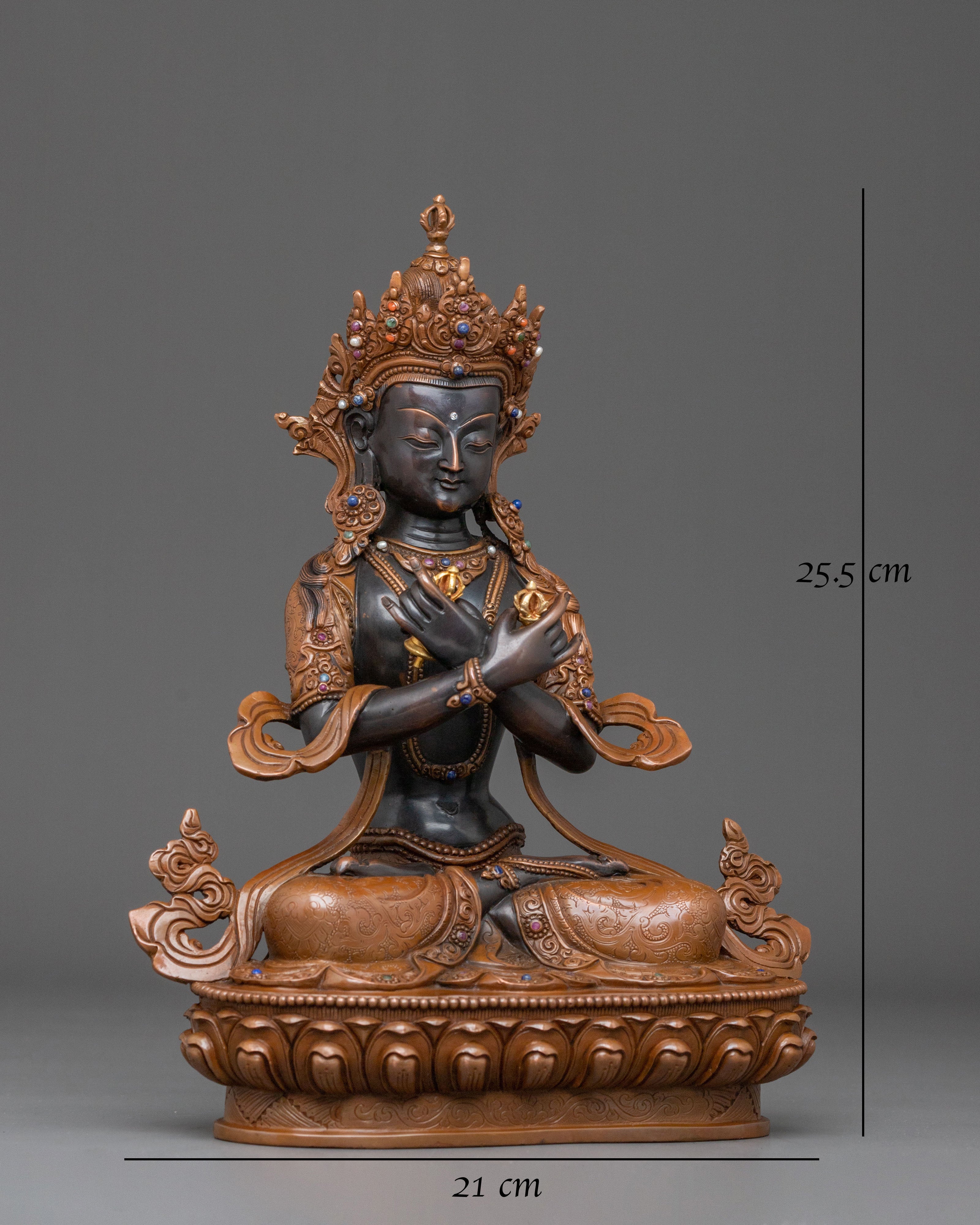 Vajradhara Statue | Oxidized Copper & Gemstone Art