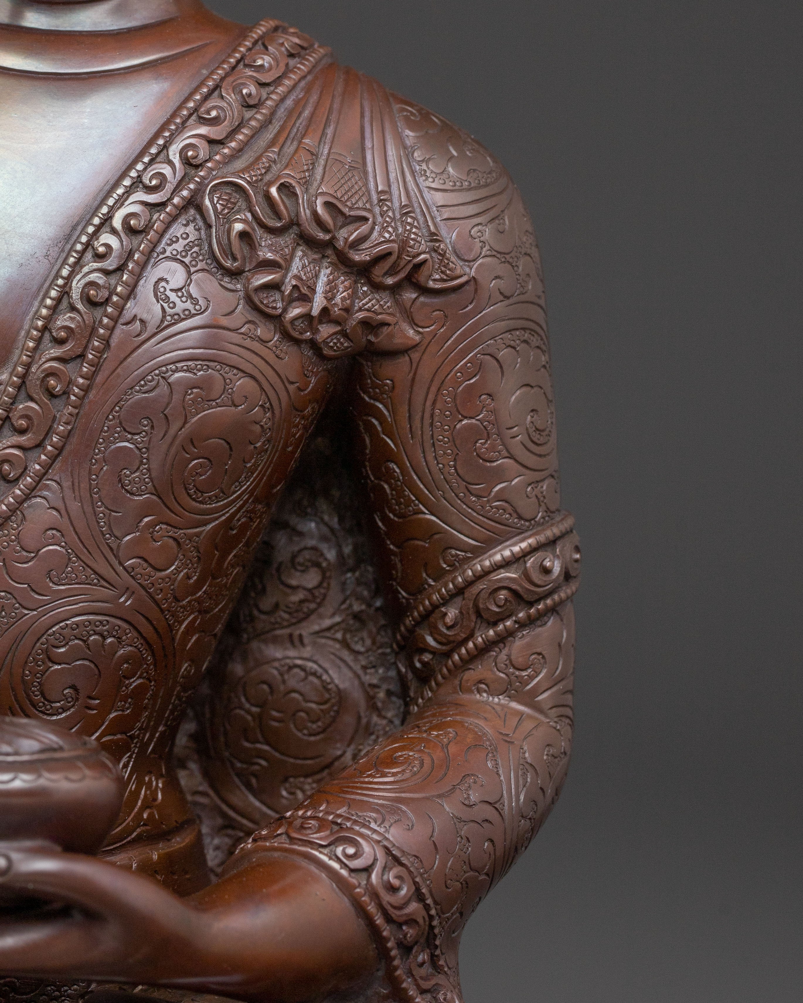 Tibetan Three Buddhas Statue Set – Oxidized Copper Serenity