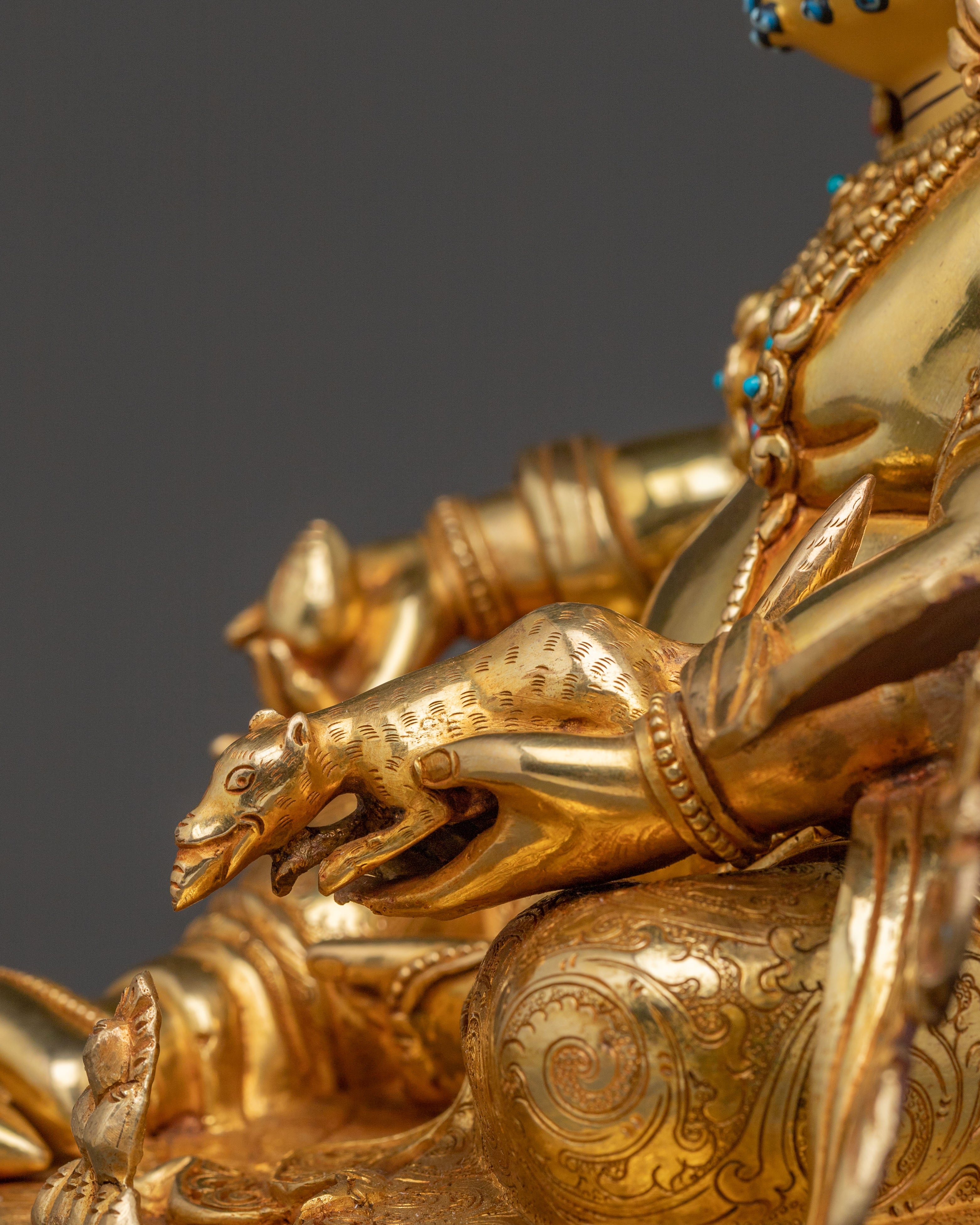 24k Gold Gilded Dzambhala Copper Statue – Prosperity Embodied