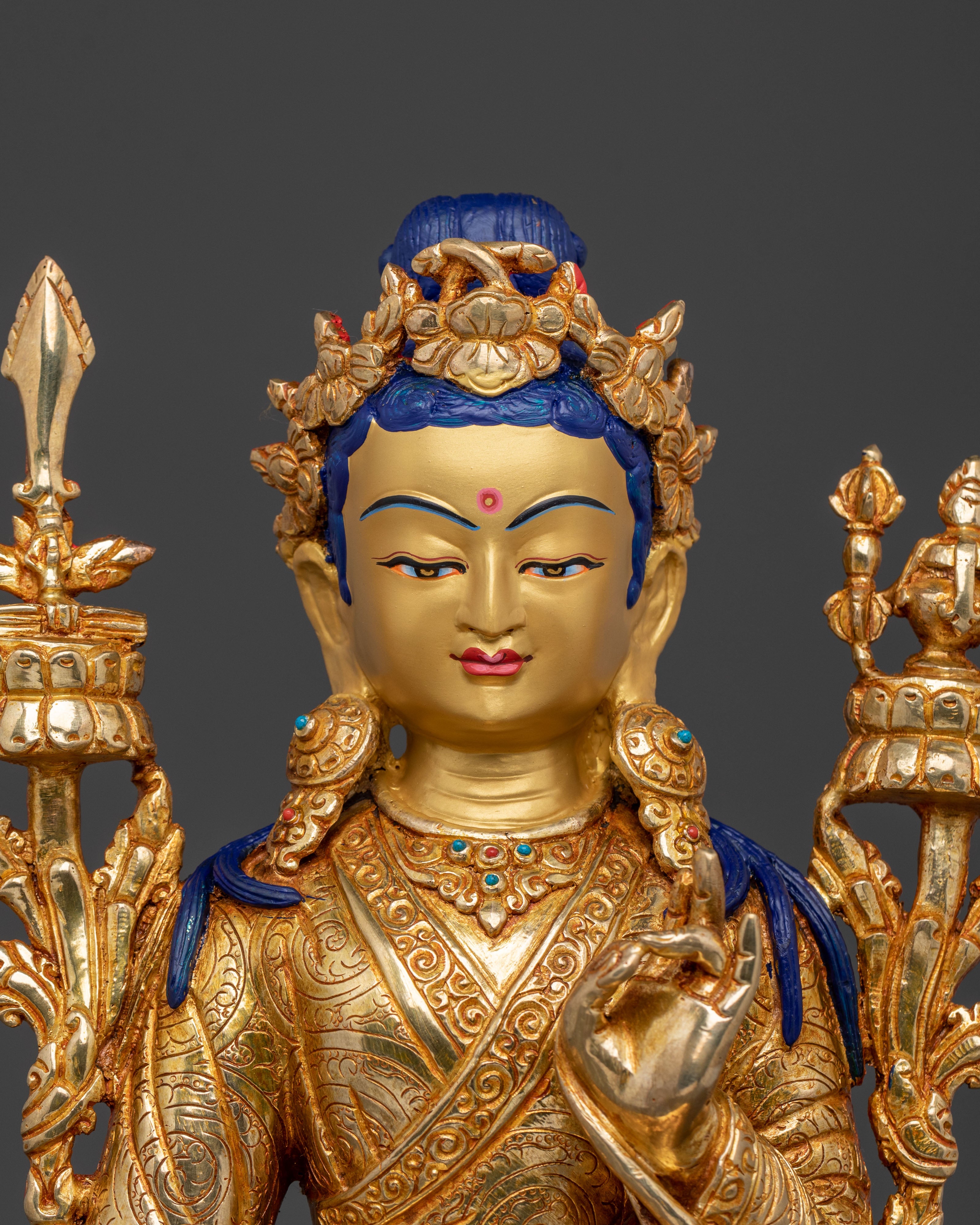 Majestic Yuthok Yonten Gonpo Sculpture | 24K Gold Gilded