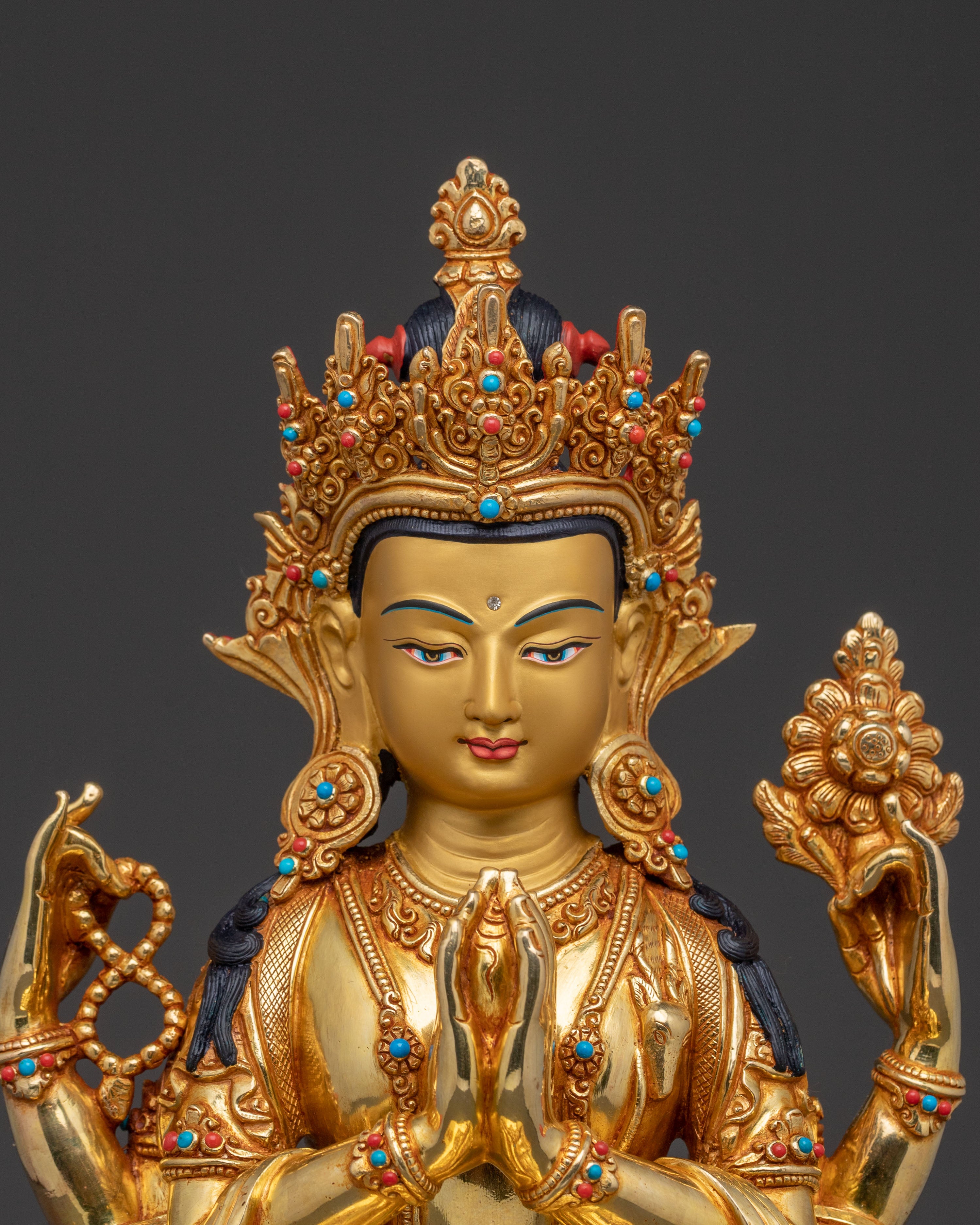 Handcrafted Copper Statue of Chenrezig