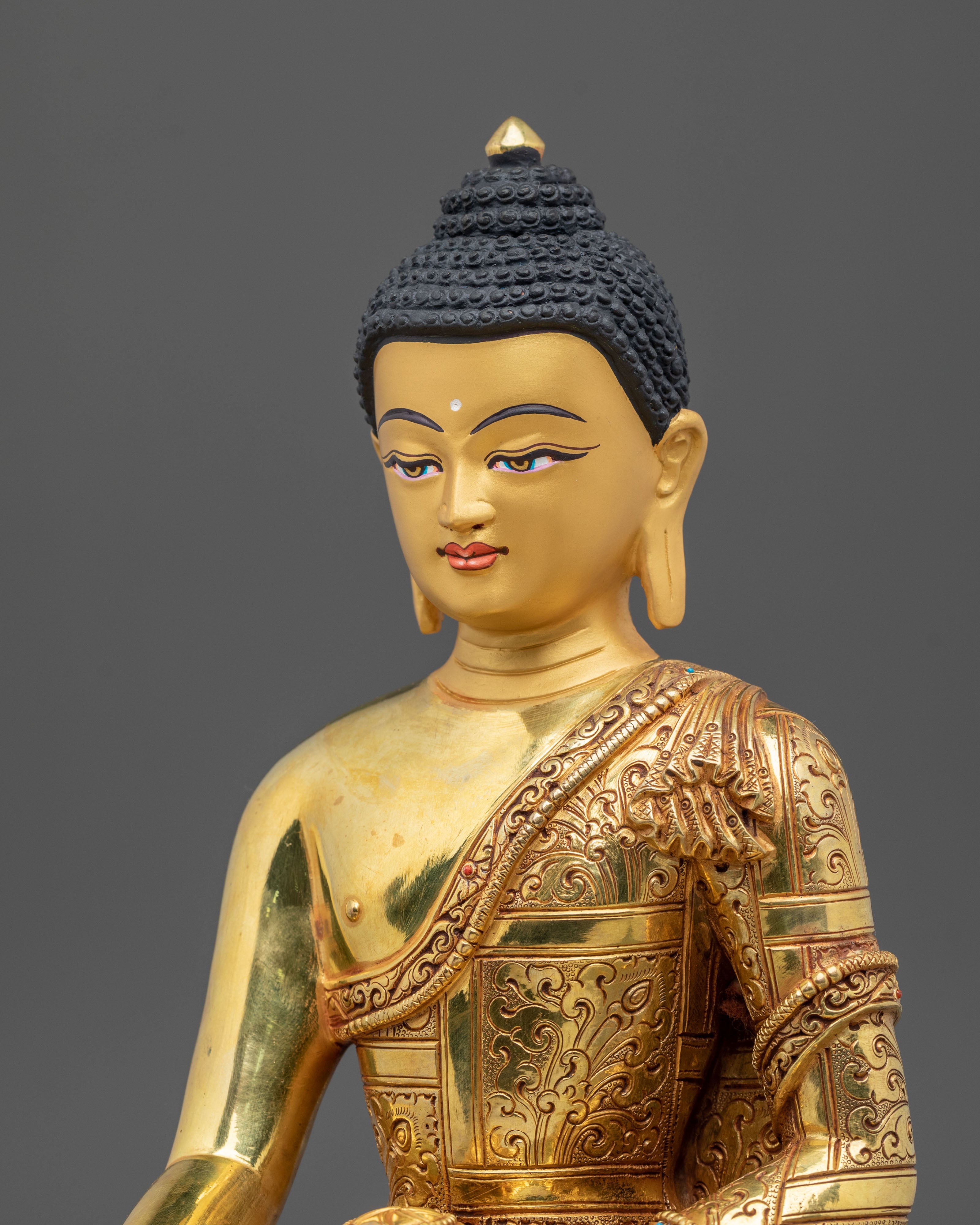 Shakyamuni Buddha Figurine with Copper Body | Buddhist Shrine