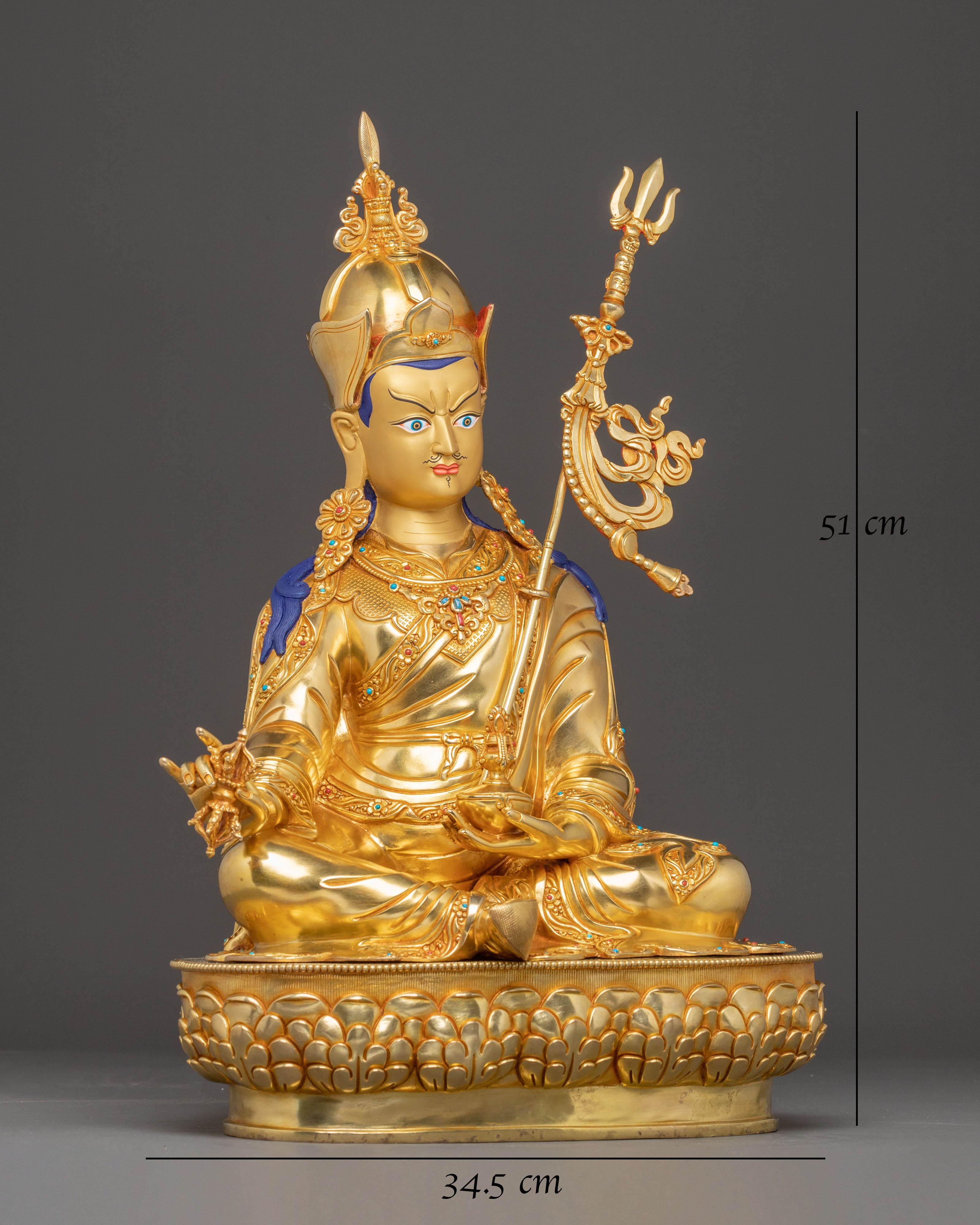 Radiant Guru Rinpoche Handmade Sculpture