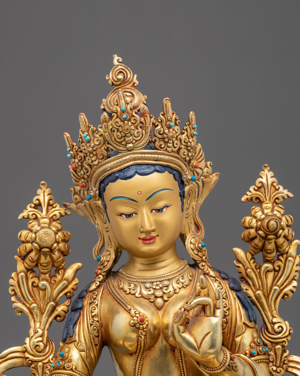 Green Tara Golden Statue | Handcrafted Buddhist Figurine