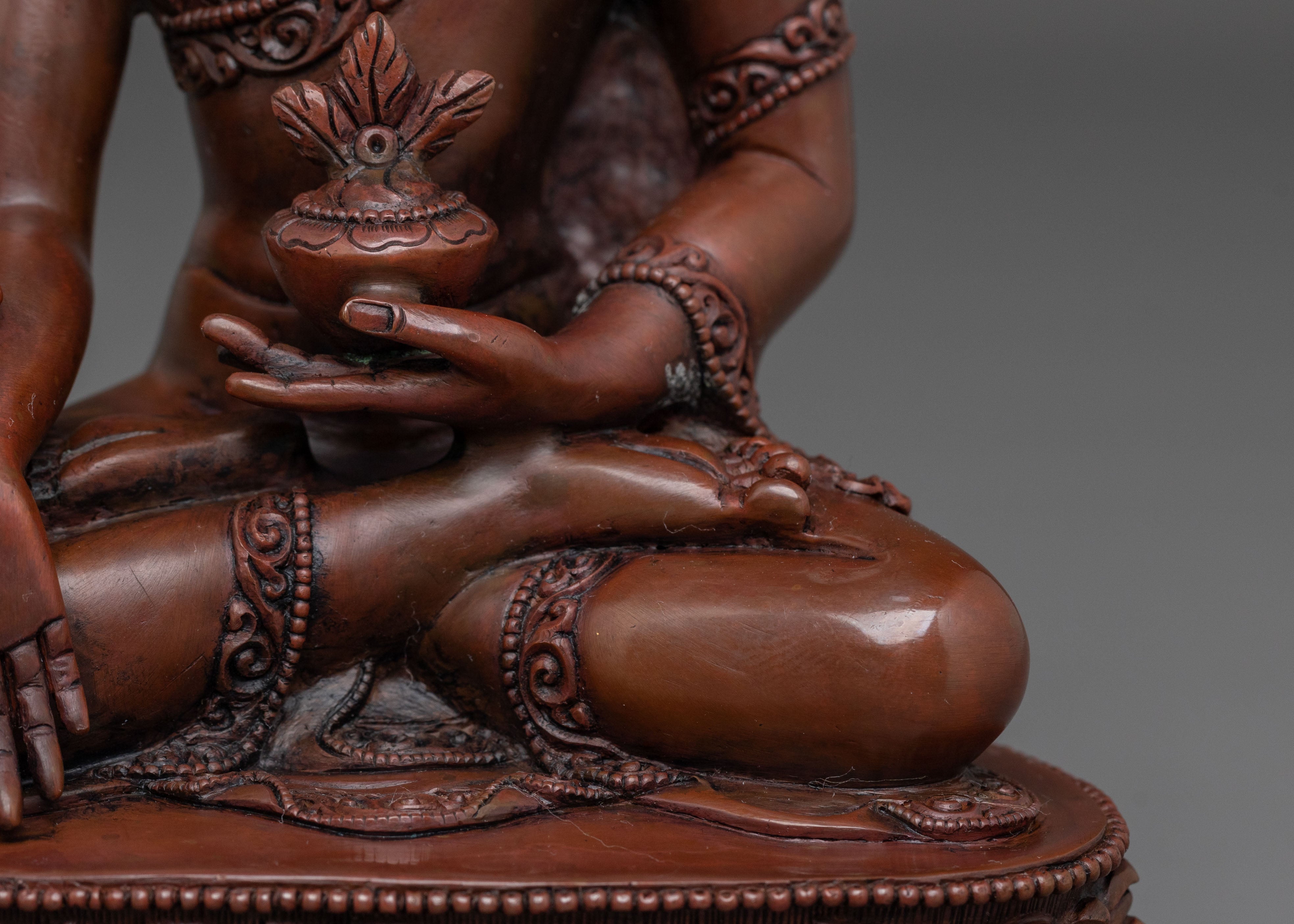 Medicine Buddha Figurine of Spiritual Healing | Oxidized Copper Art