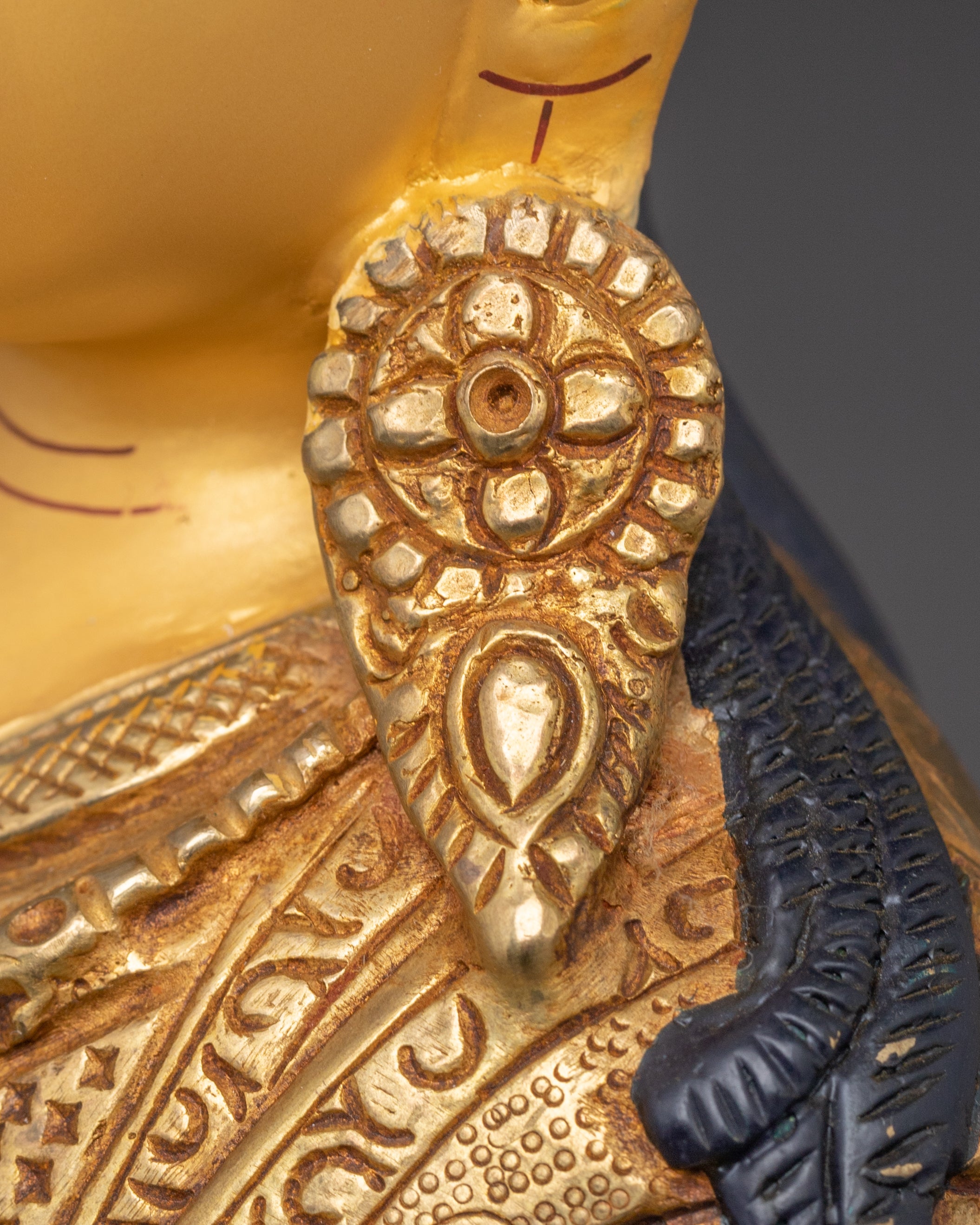 Handcrafted Golden Sculpture of Guru Rinpoche | Lotus-Born Master