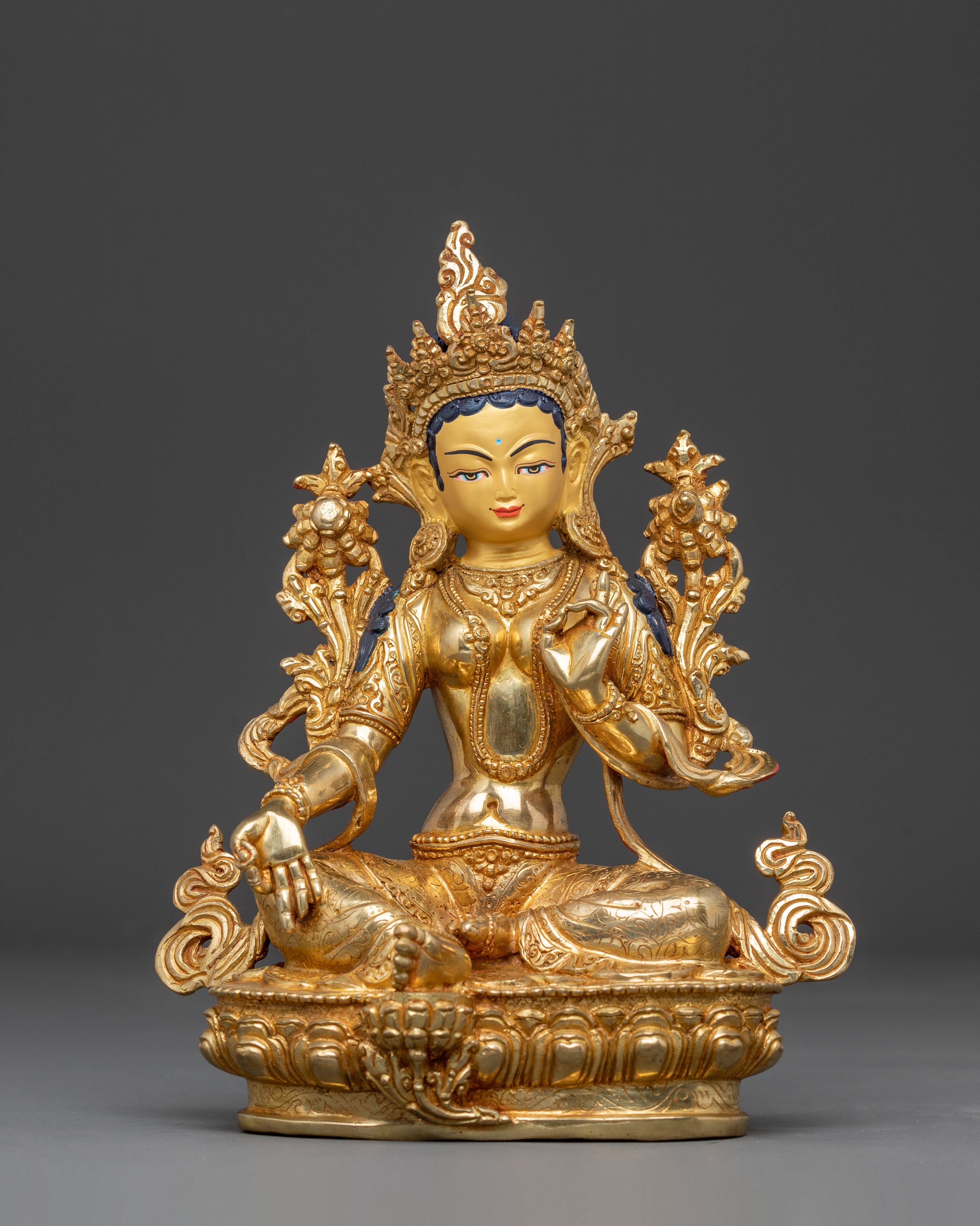 Mother Green Tara Copper Handmade Sculpture