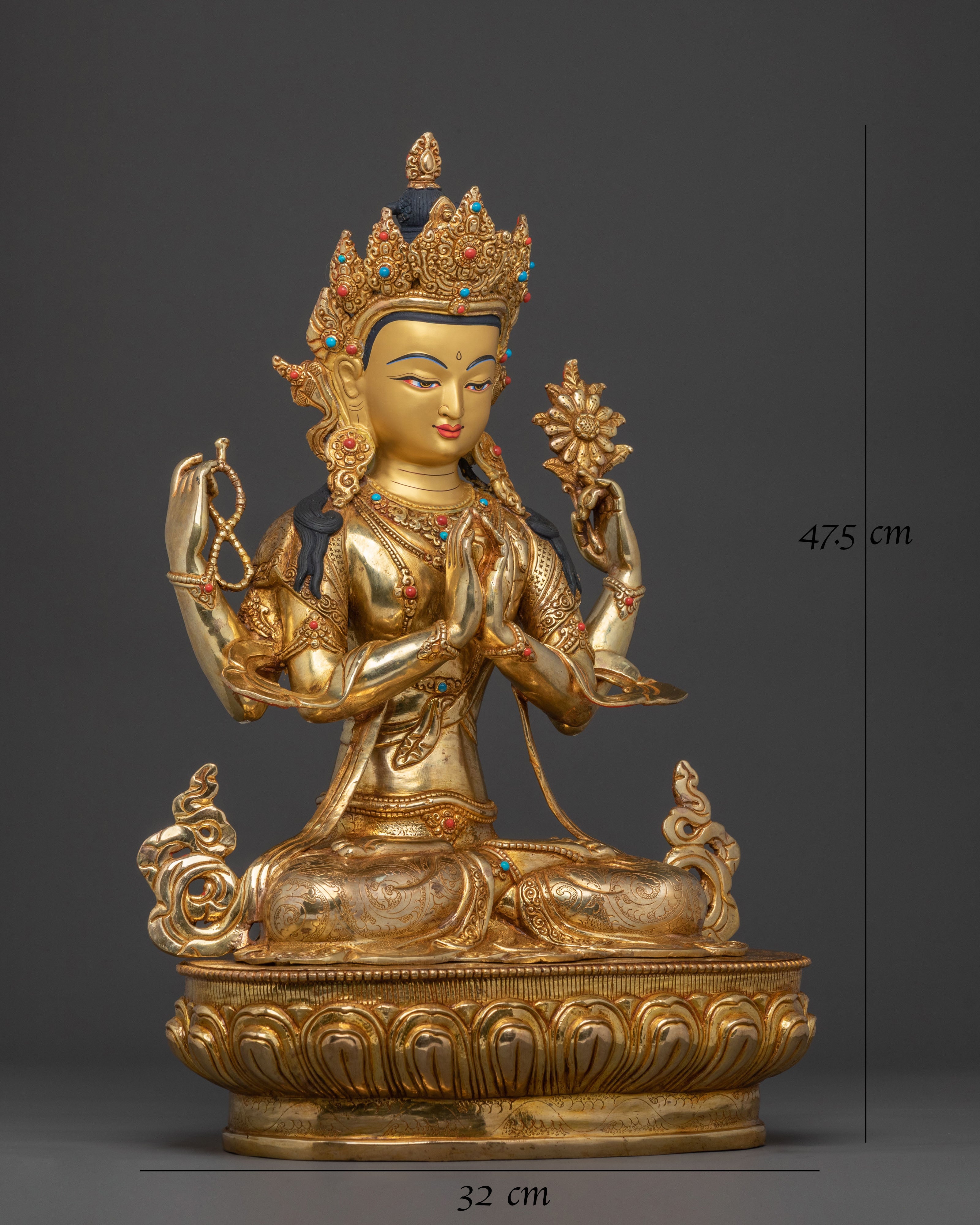 Bodhisattva Chenrezig Compassion Statue | Tibetan Buddhist Sacred Art
