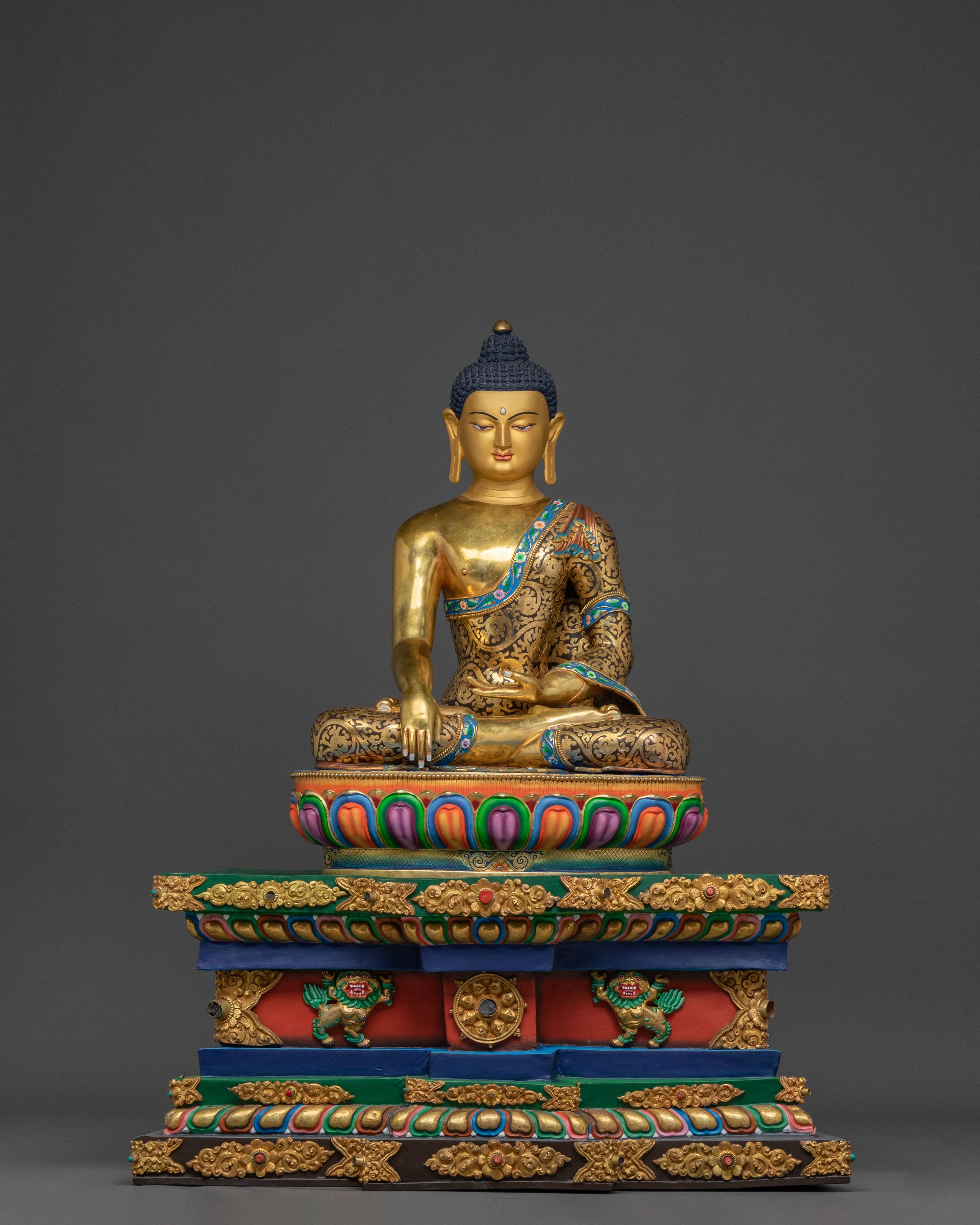 Shakyamuni Buddha Sacred Statue on Throne | Home Decor