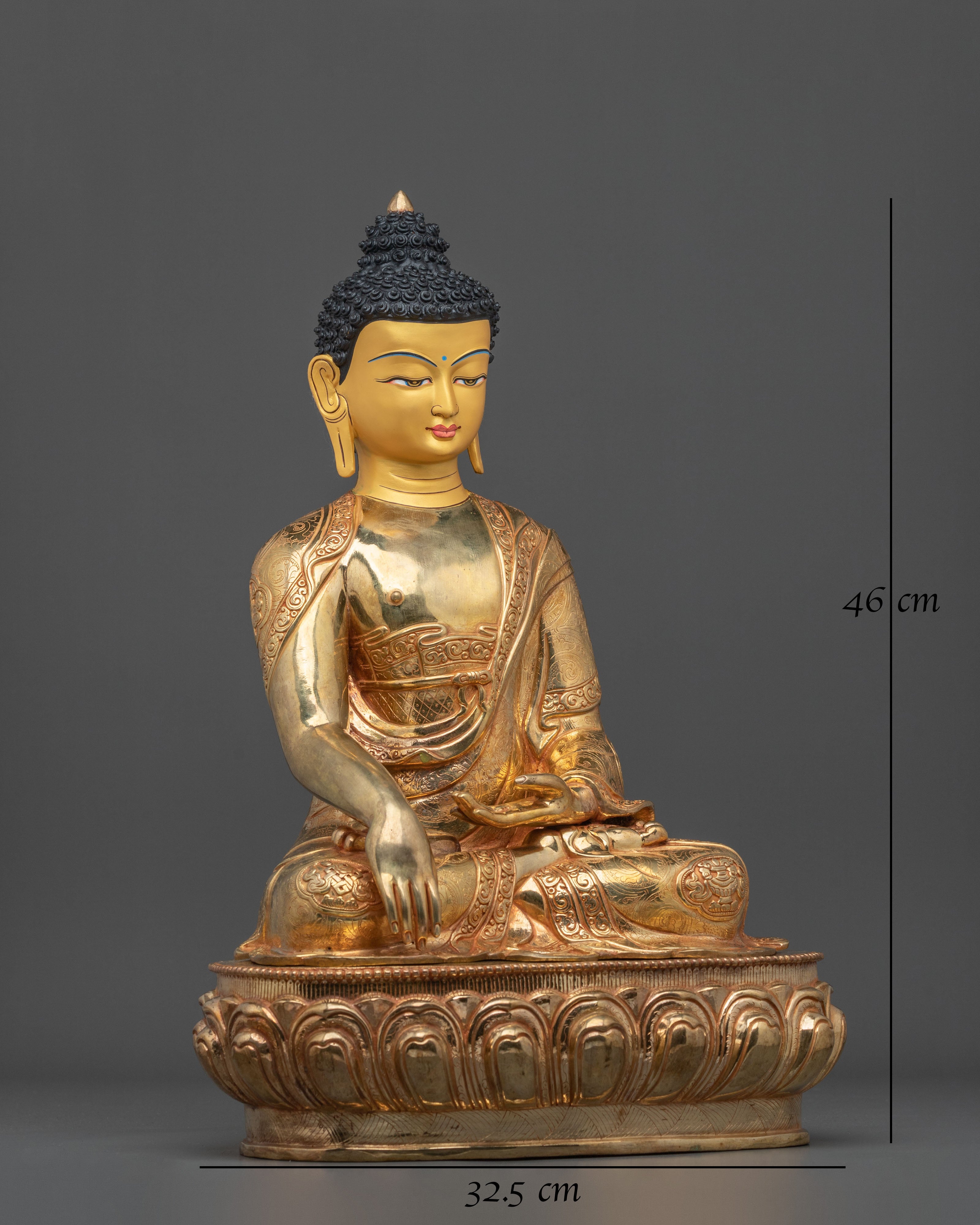 Shakyamuni Buddha Statue | Serene 24K Gold-Plated Figurine