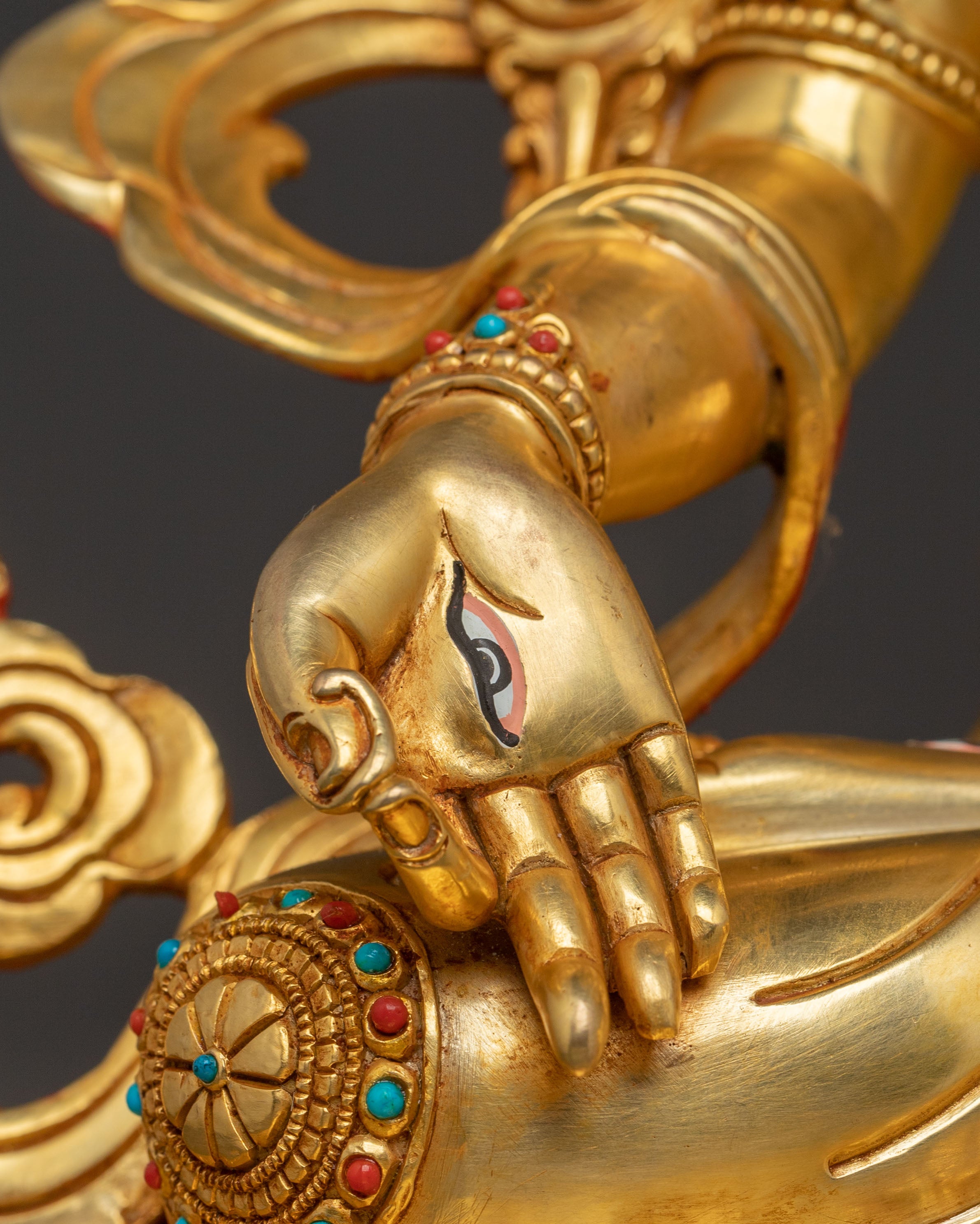 Sacred White Tara Figure | 24K Gold Gilded Statue