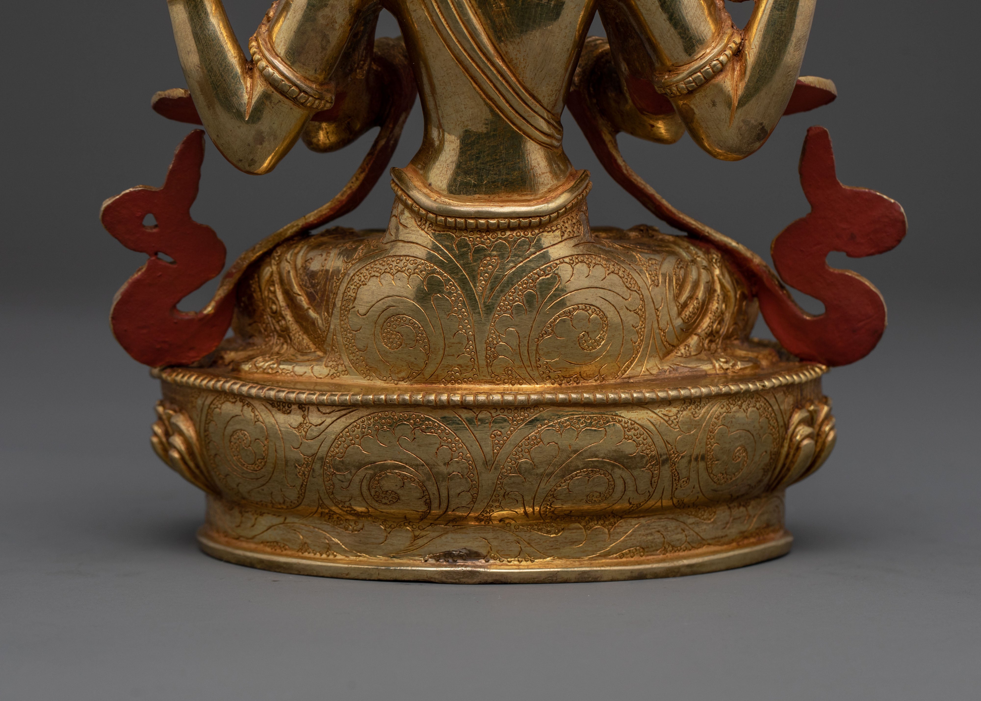 Radiant Bodhisattva Chenrezig Statue: 24K Gold Gilded