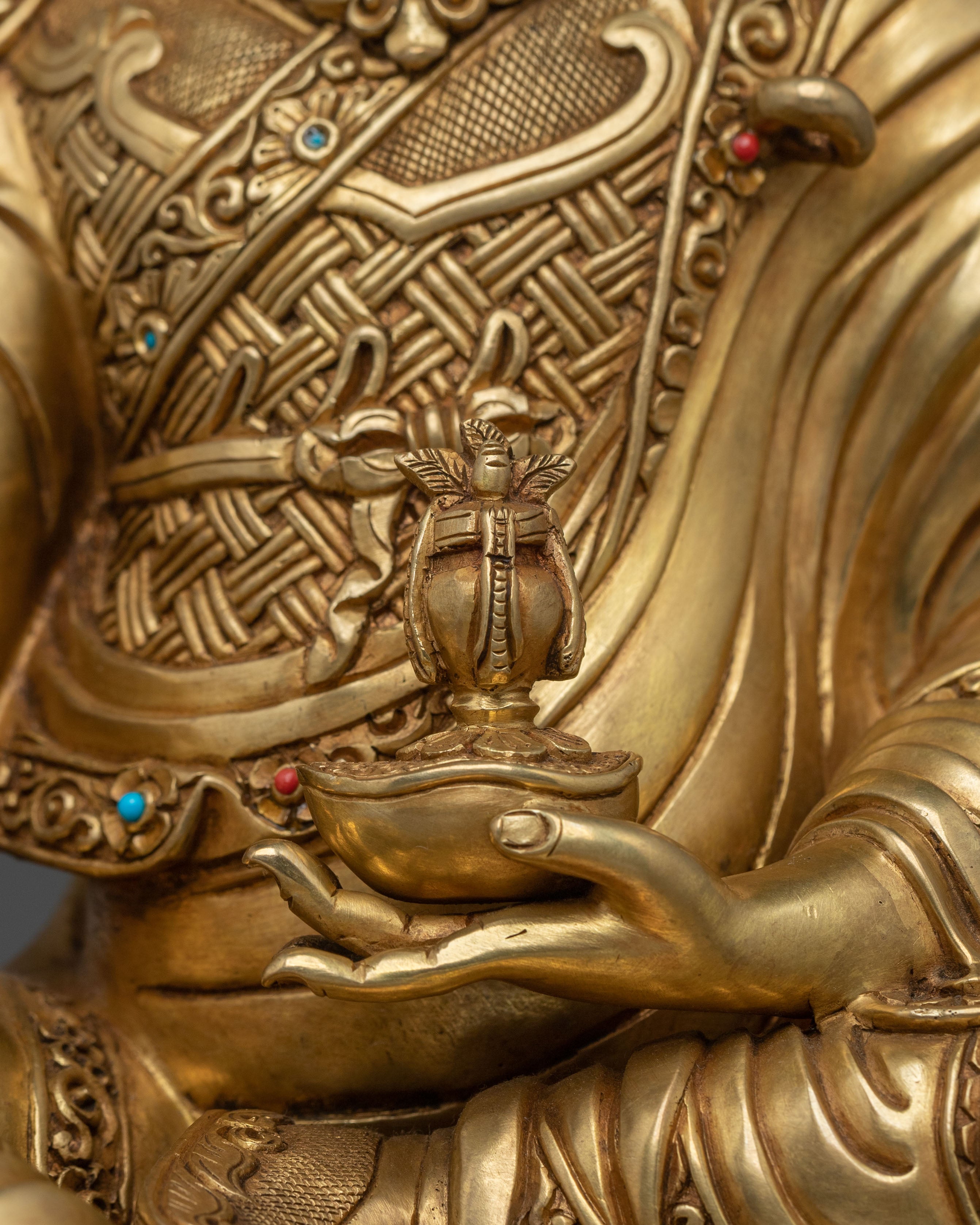 Guru Rinpoche Statue | Exquisitely 24K Gold Gilded