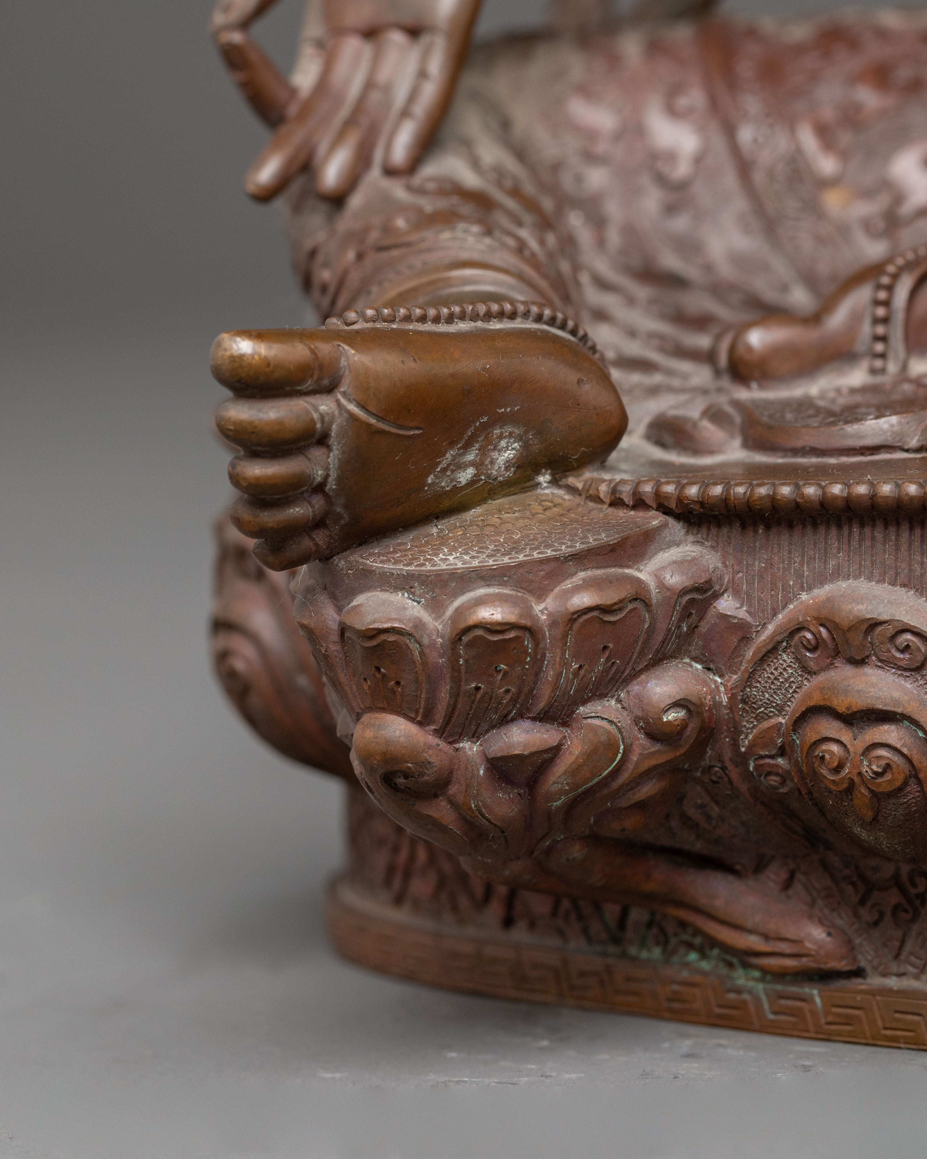 Green Tara Statue Buddhist Compassionate Mother - Antique Oxidized Copper